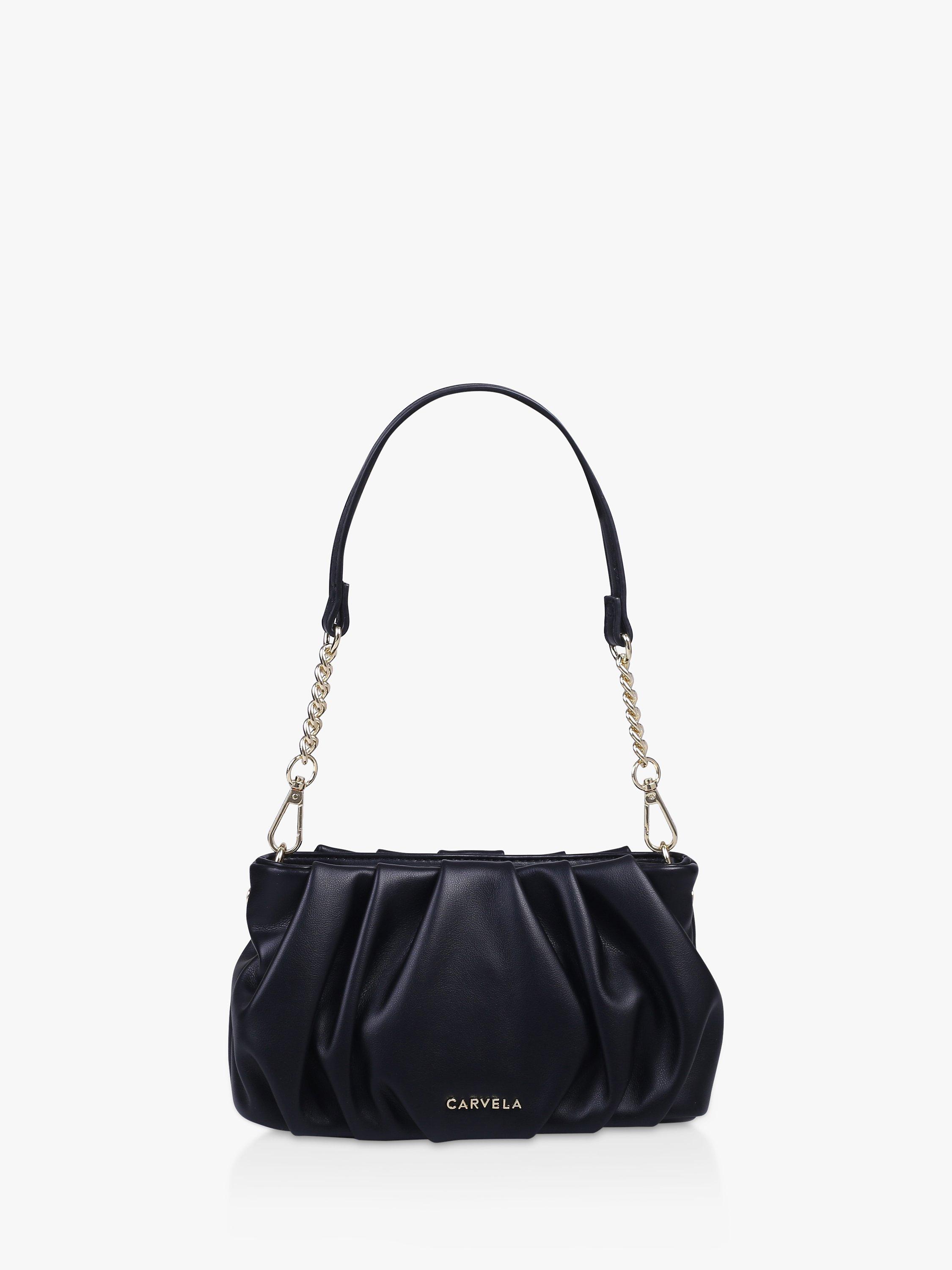Carvela Scrunch Detachable Strap Clutch Bag, Black, One Size