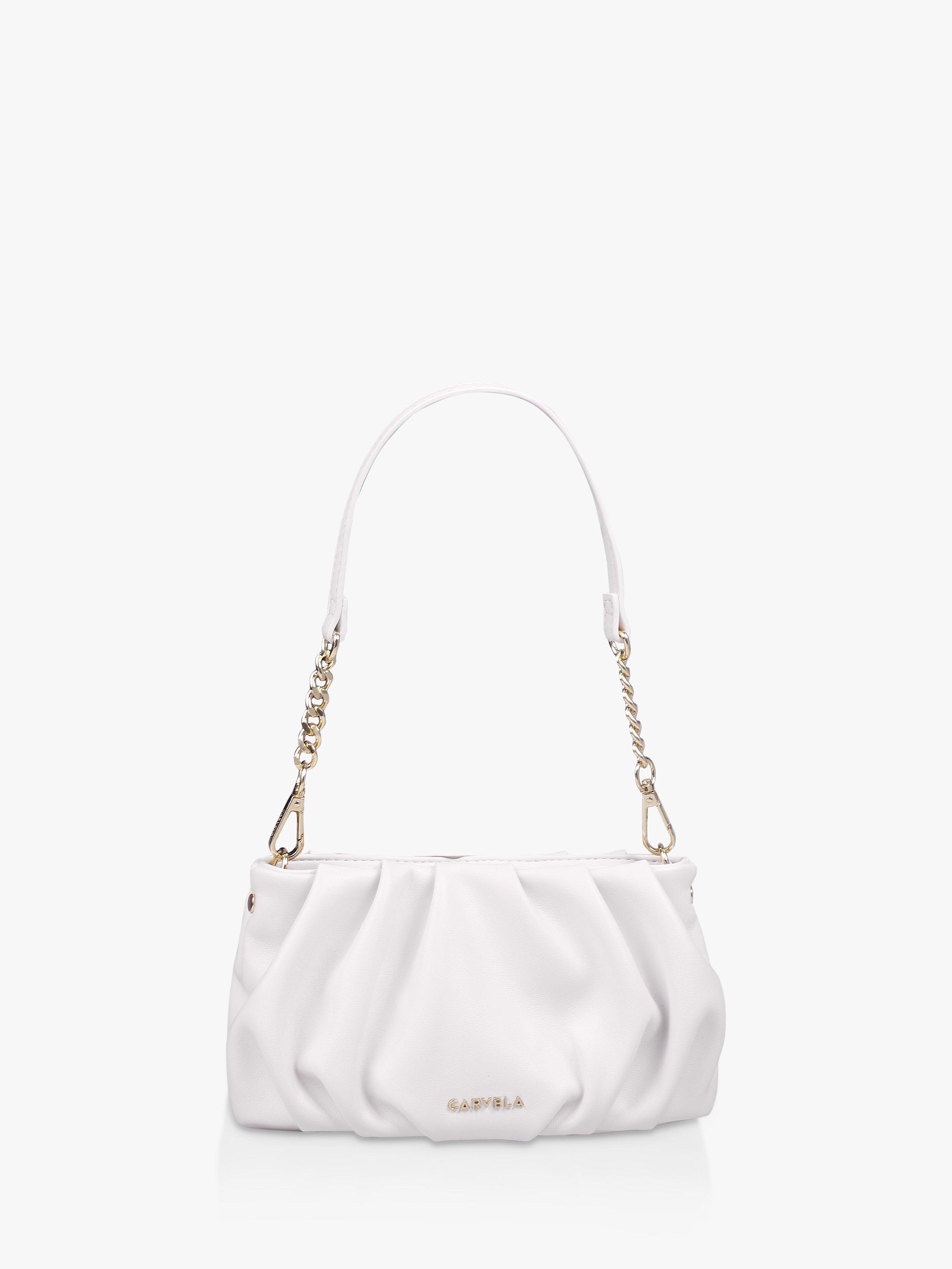 Carvela Scrunch Detachable Strap Clutch Bag, Bone, One Size