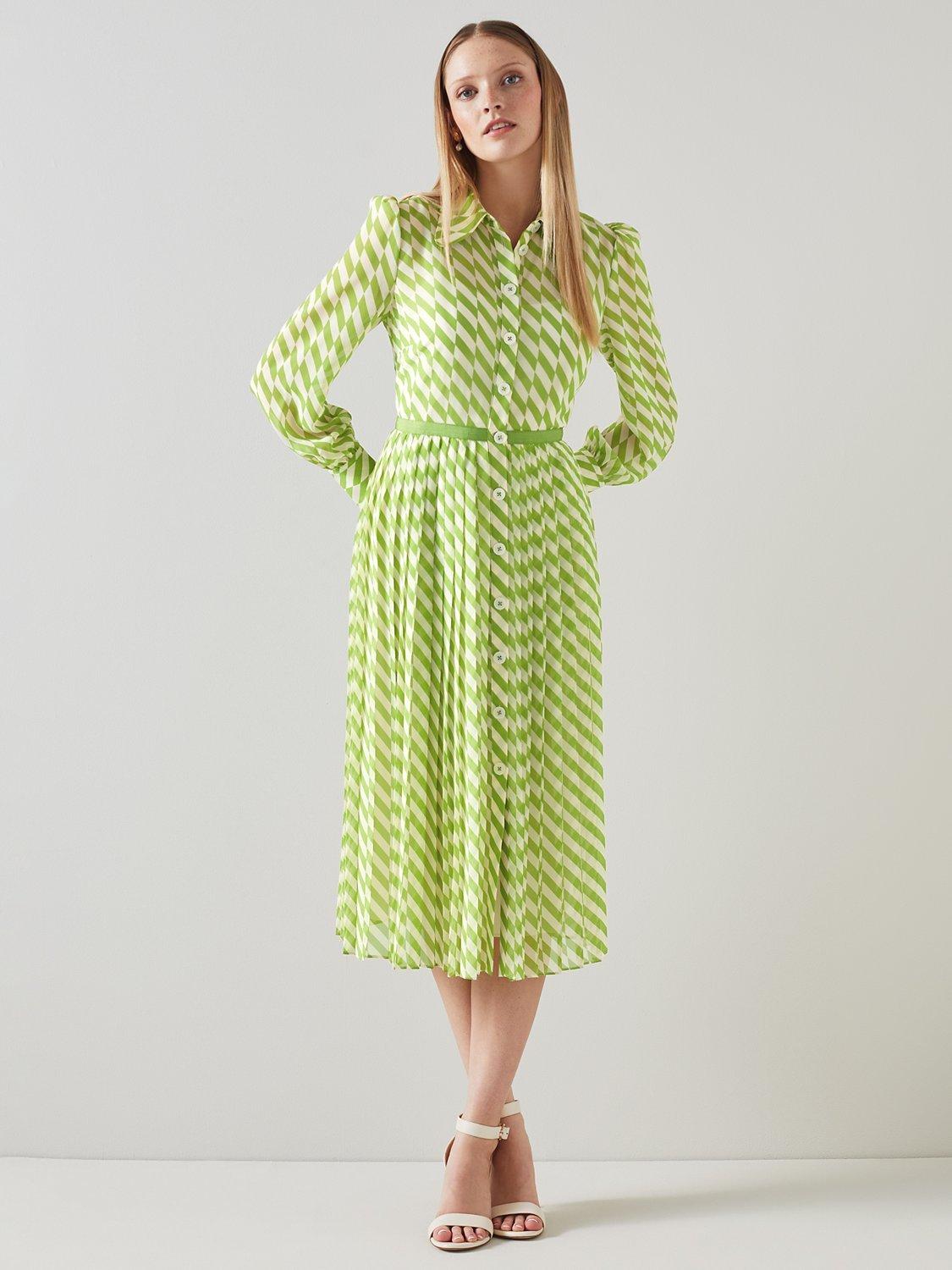 L.K.Bennett Tallis Pleated Dress, Green