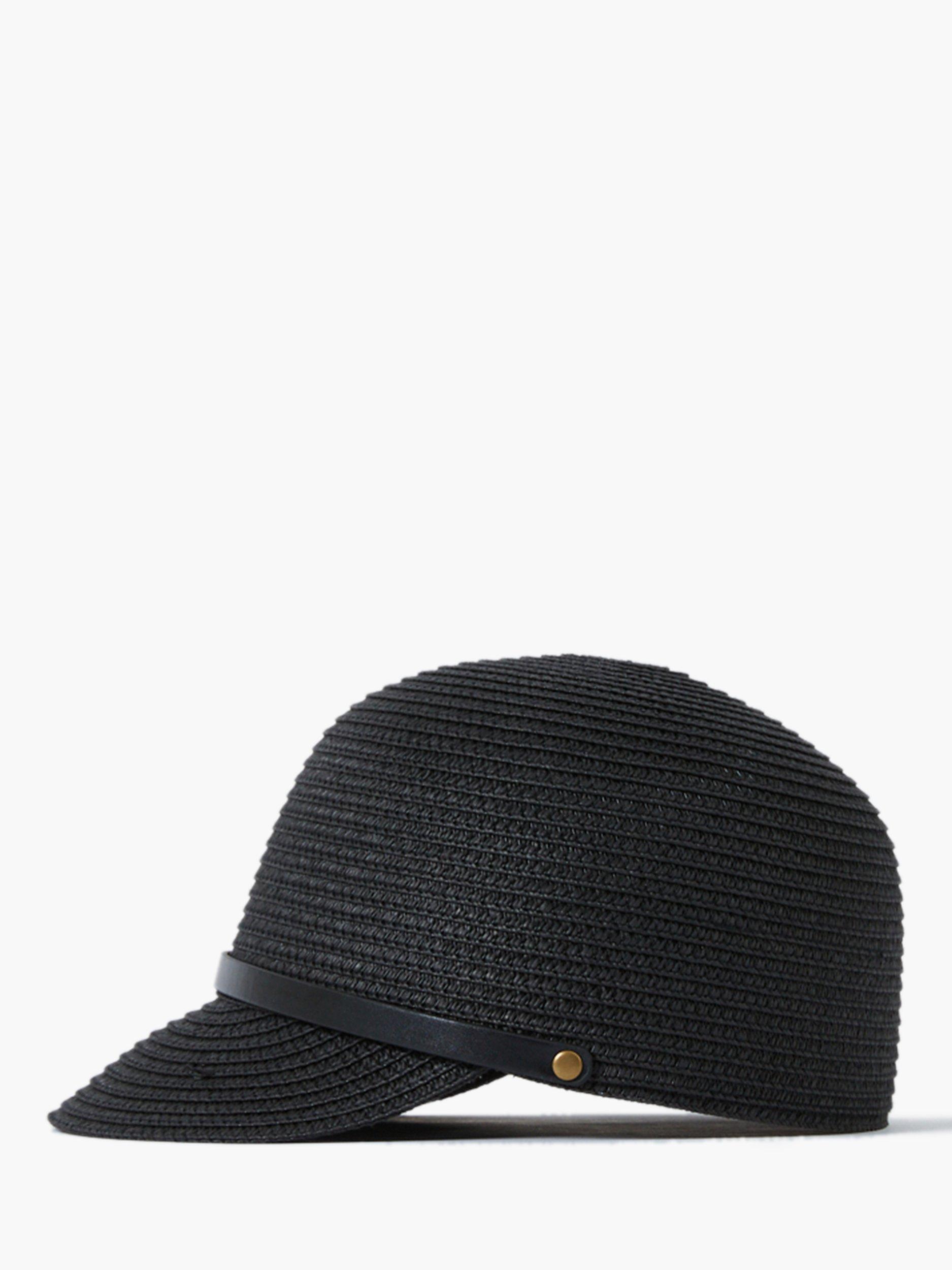 Product image 3 of 3, which shows French Connection Woven Straw Baseball Cap, Black, One Size