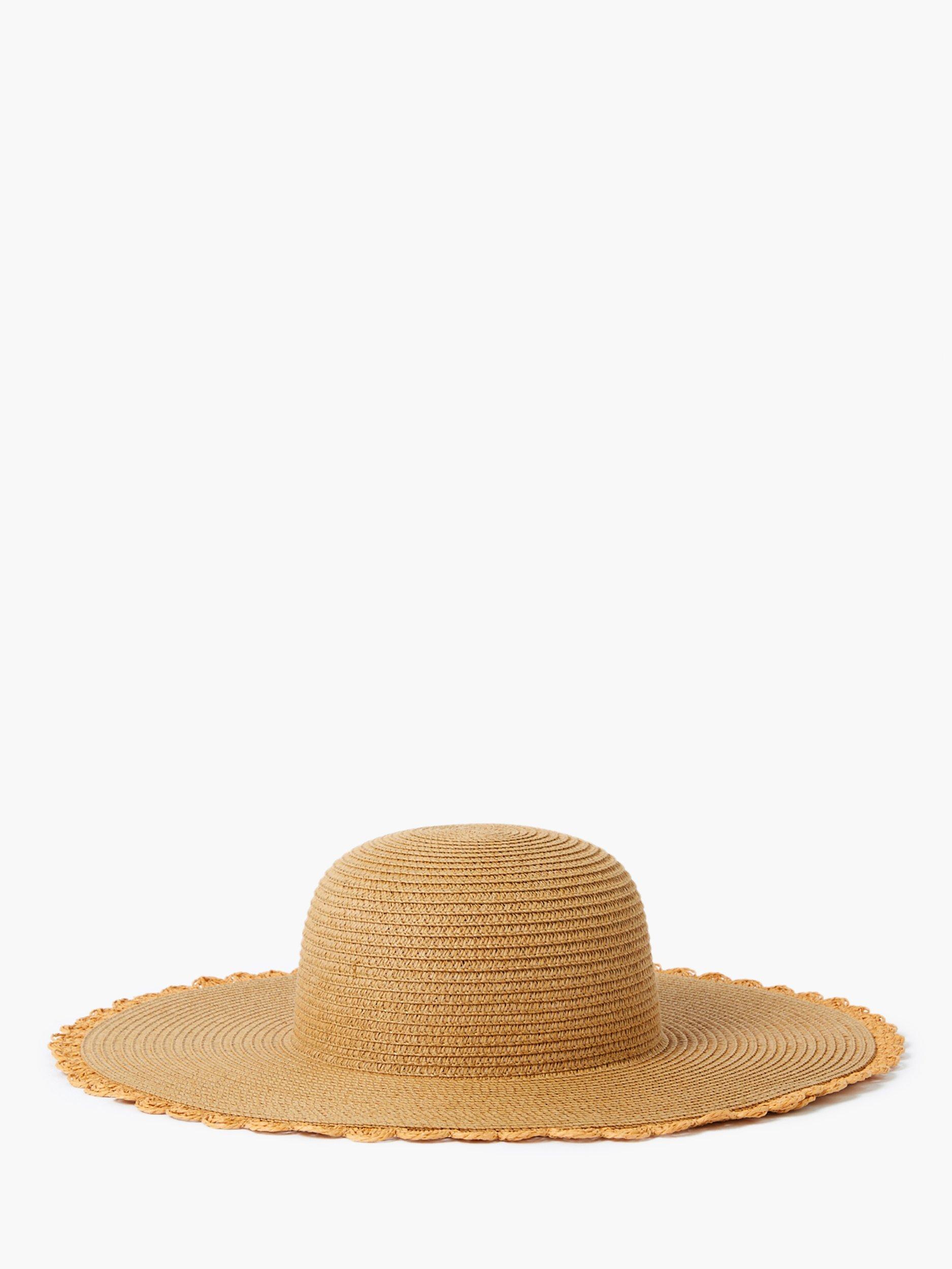 Product image 2 of 4, which shows French Connection Scallop Edge Straw Hat, Natural, One Size