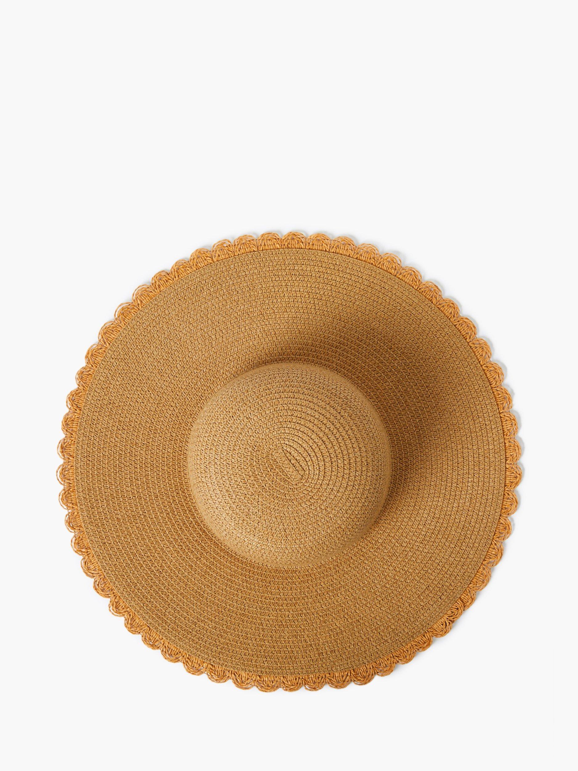 Product image 4 of 4, which shows French Connection Scallop Edge Straw Hat, Natural, One Size