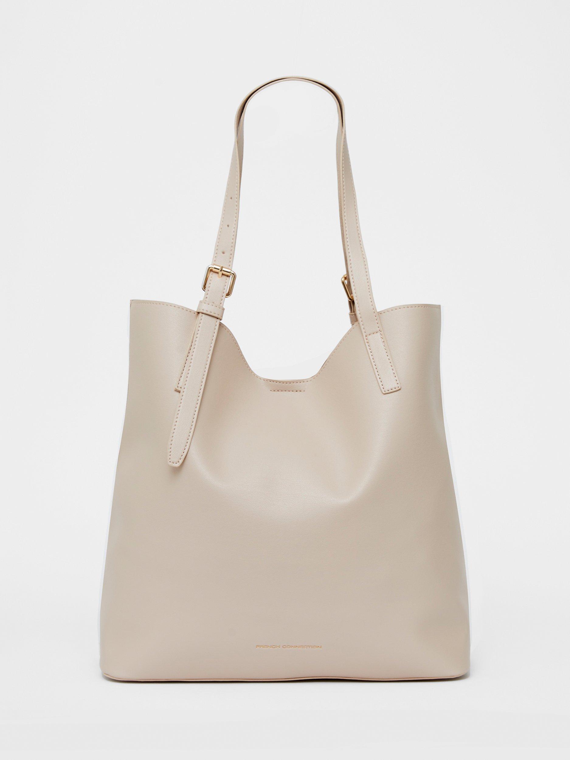 French Connection Wave Tote Bag with Large Purse Pouch Natural