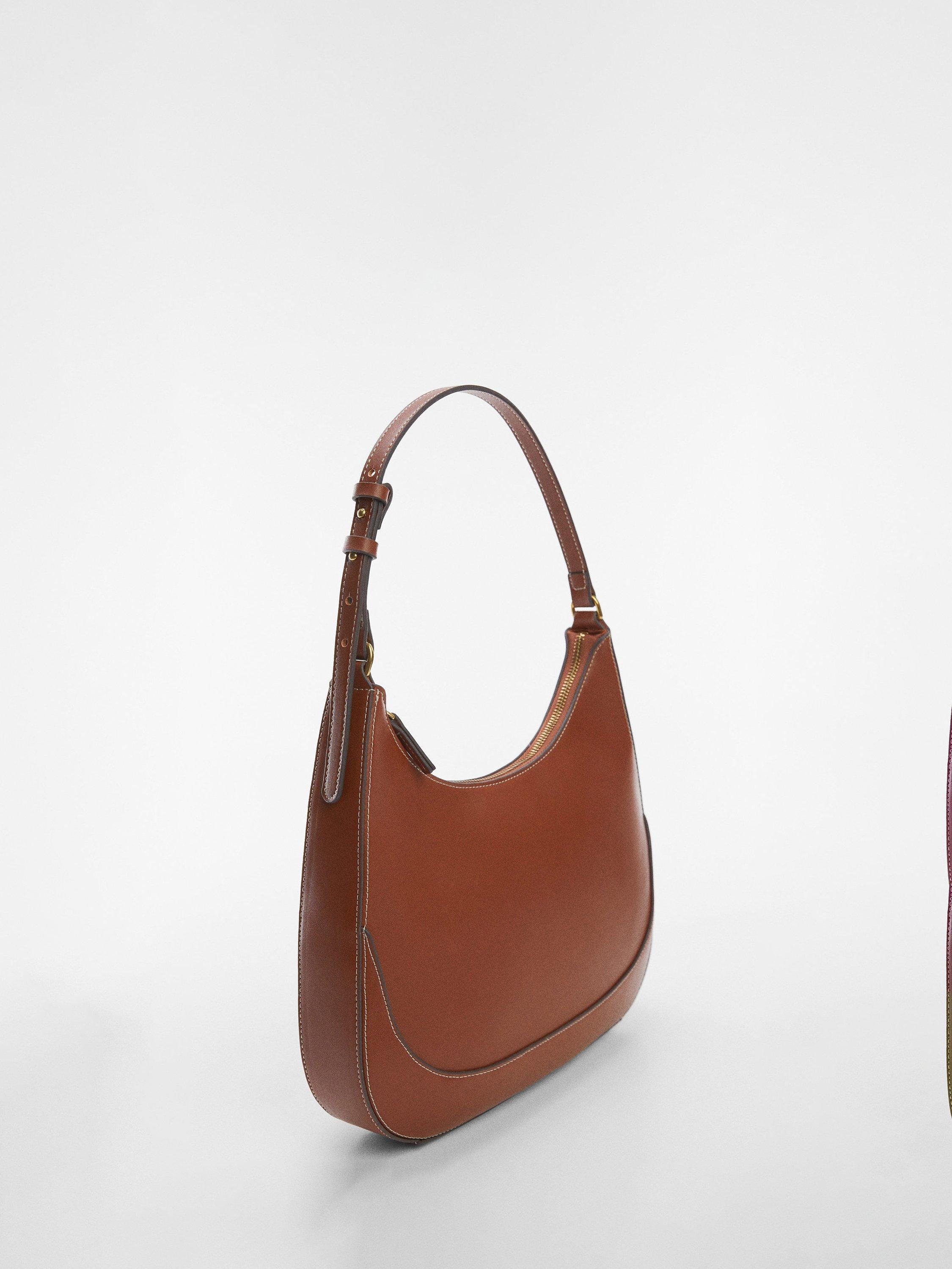 Mango Laguna Short Strap Large Shoulder Bag, Medium Brown