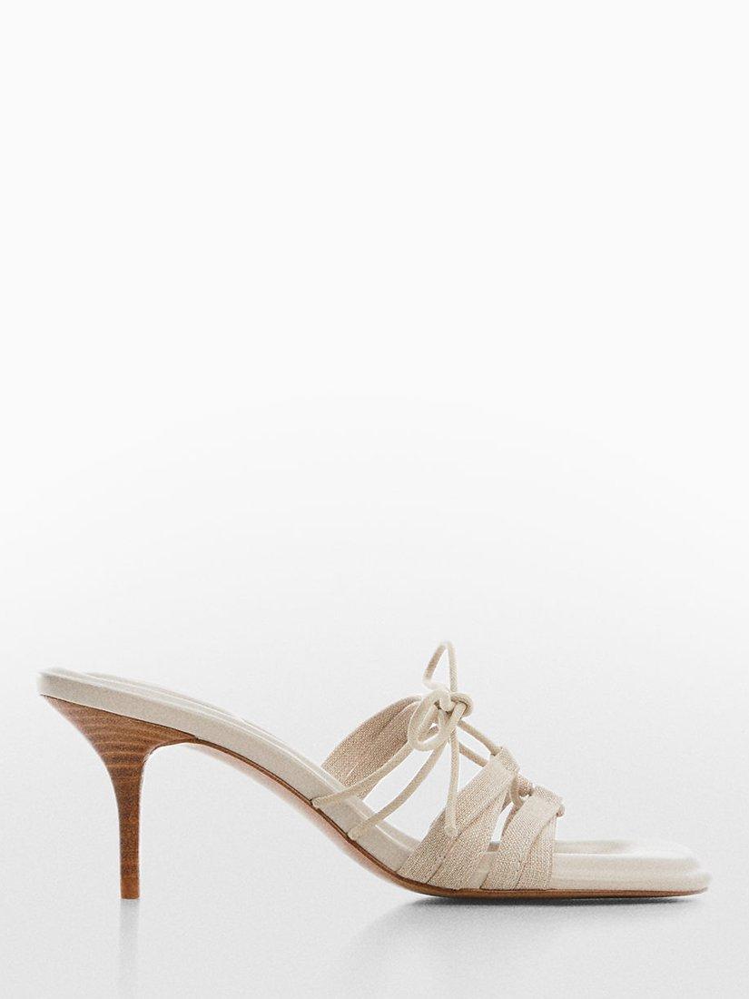 Mango Lazito Bow Heeled Sandals, Light Beige