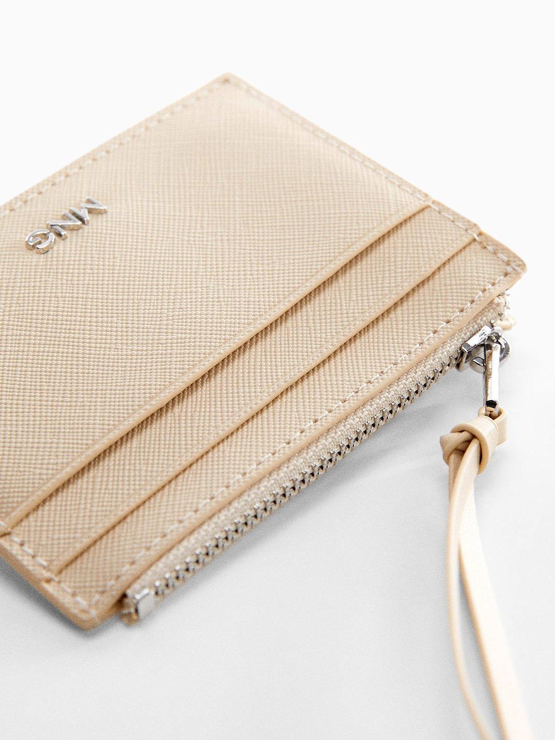 Mango Felicia Saffiano Effect Cardholder, Natural White, One Size