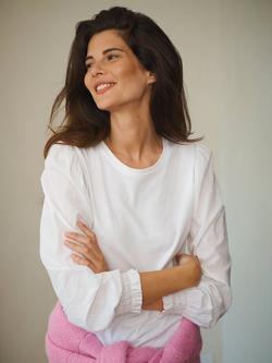 NRBY Teddy Cotton Crew Neck Top, White