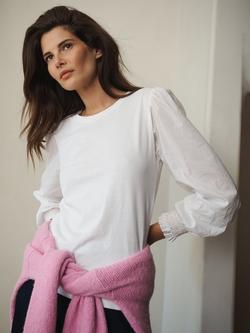 NRBY Teddy Cotton Crew Neck Top - view 2, White