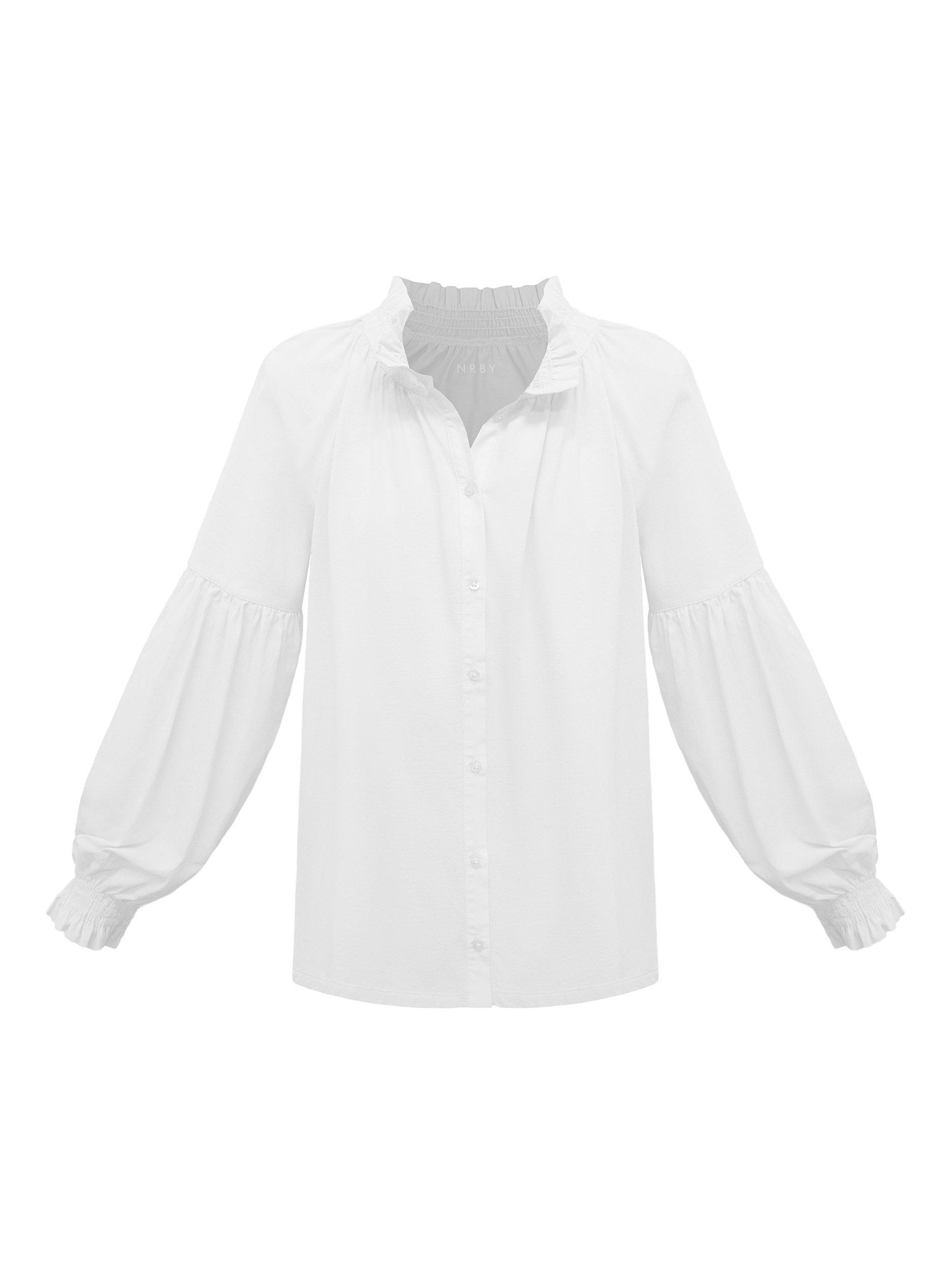 Product image 7 of 7, which shows NRBY Esther Cotton Oversized Shirt, White, M