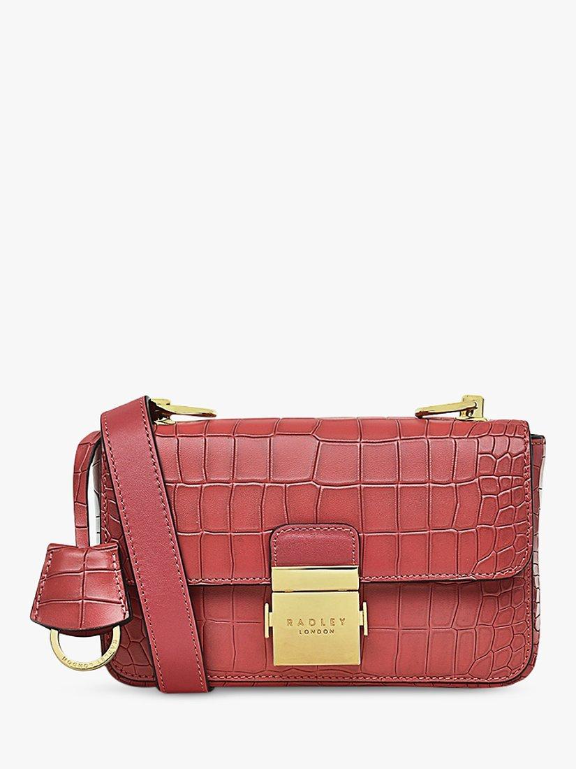 Radley Hanley Close Mini Croc Effect Leather Cross Body Bag, Copper Pink, One Size