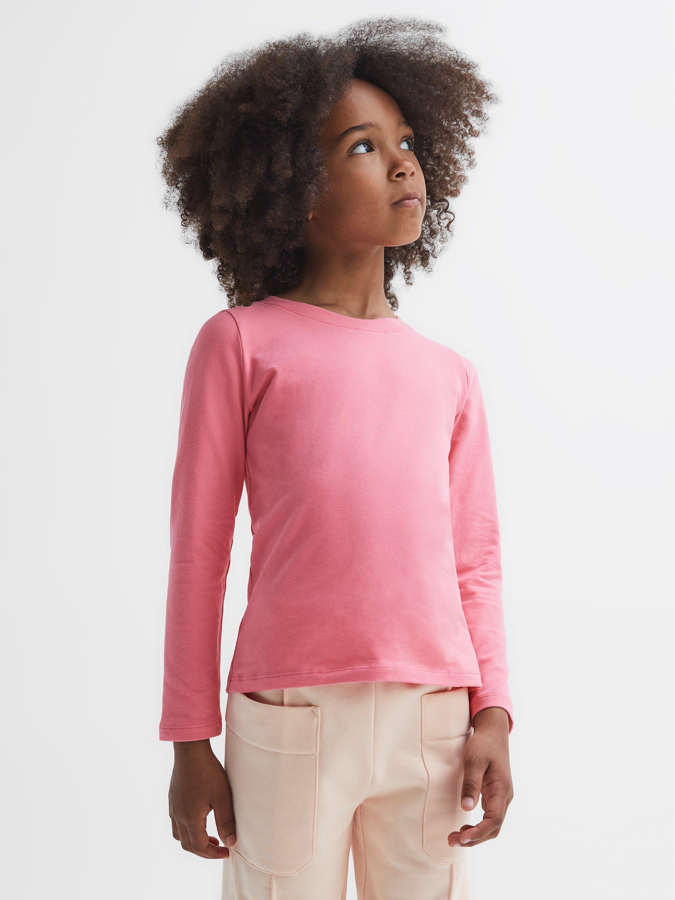 Reiss Kids' Mai Long Sleeve Raglan Top, Pink