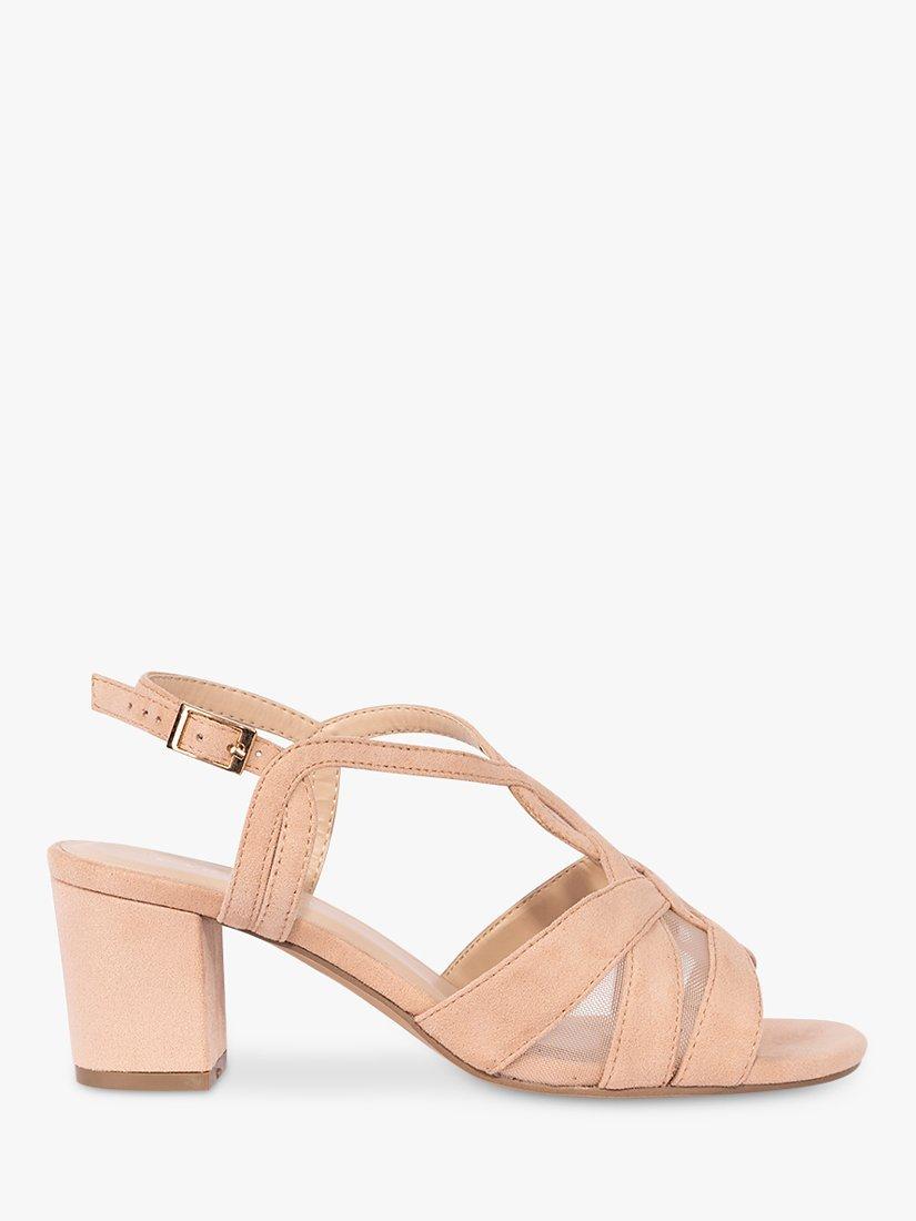 Product image 1 of 5, which shows Paradox London Narelle Wide Fit Block Heel Sandals, Beige, 3W