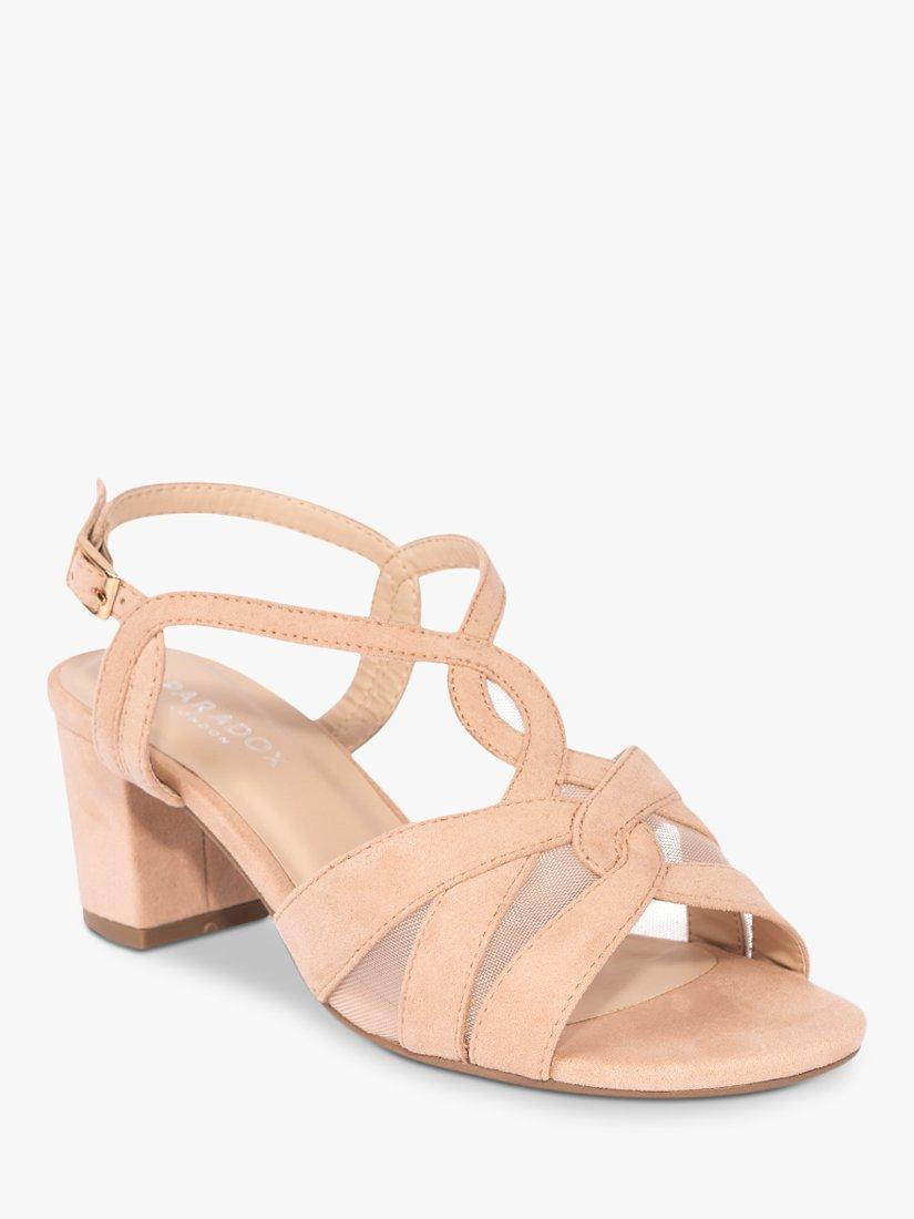 Product image 3 of 5, which shows Paradox London Narelle Wide Fit Block Heel Sandals, Beige, 3W