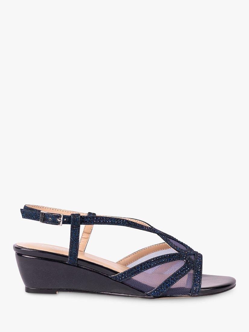 Paradox London Justine Glitter Strappy Sandals, Navy, 3