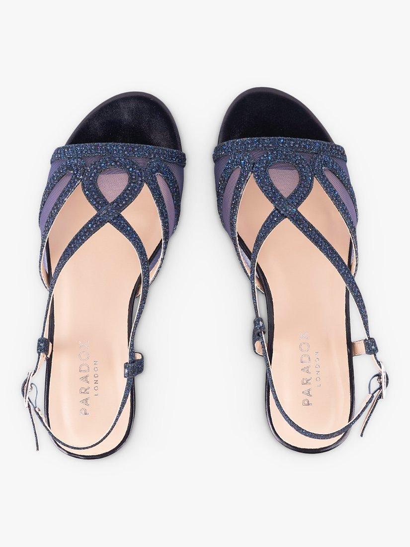 Paradox London Justine Glitter Strappy Sandals, Navy, 3