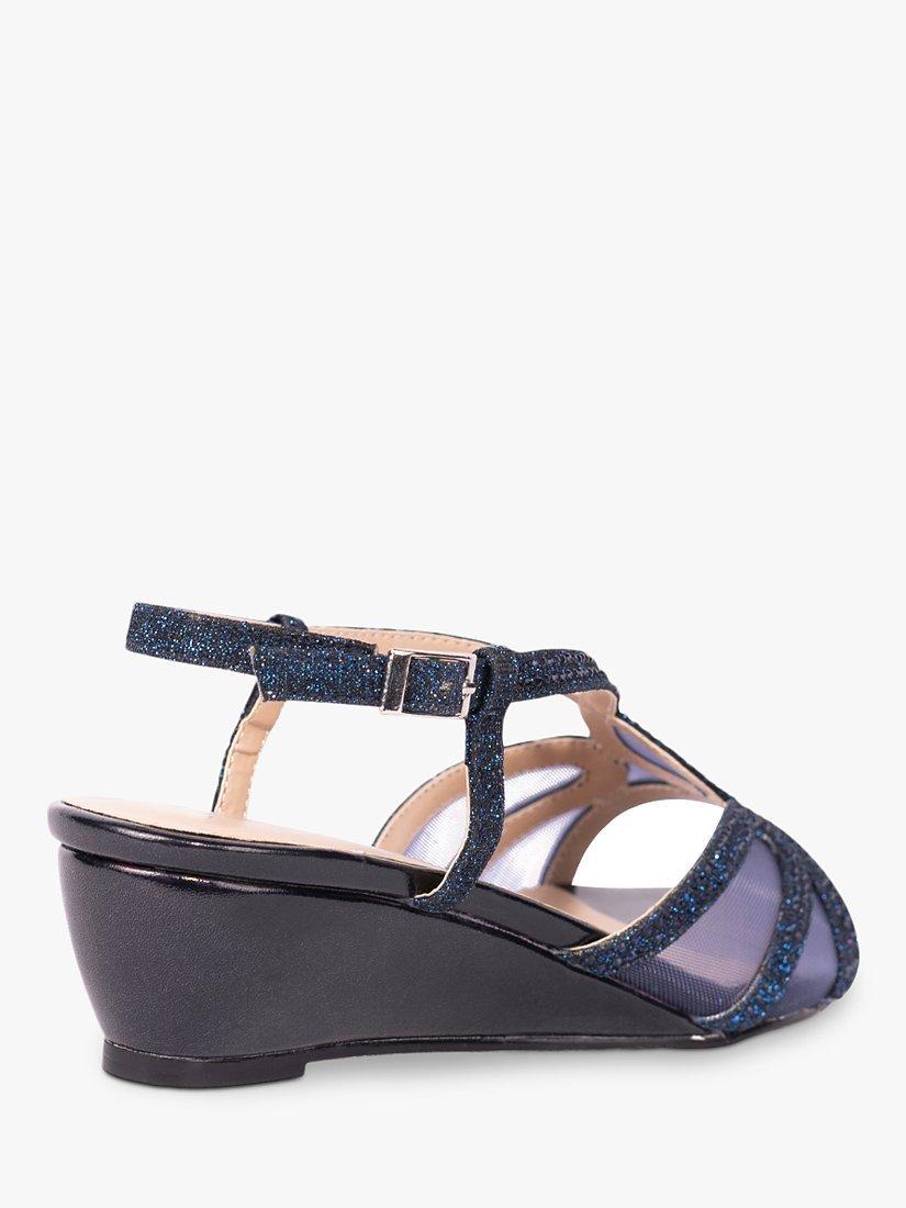 Paradox London Justine Glitter Strappy Sandals, Navy, 3