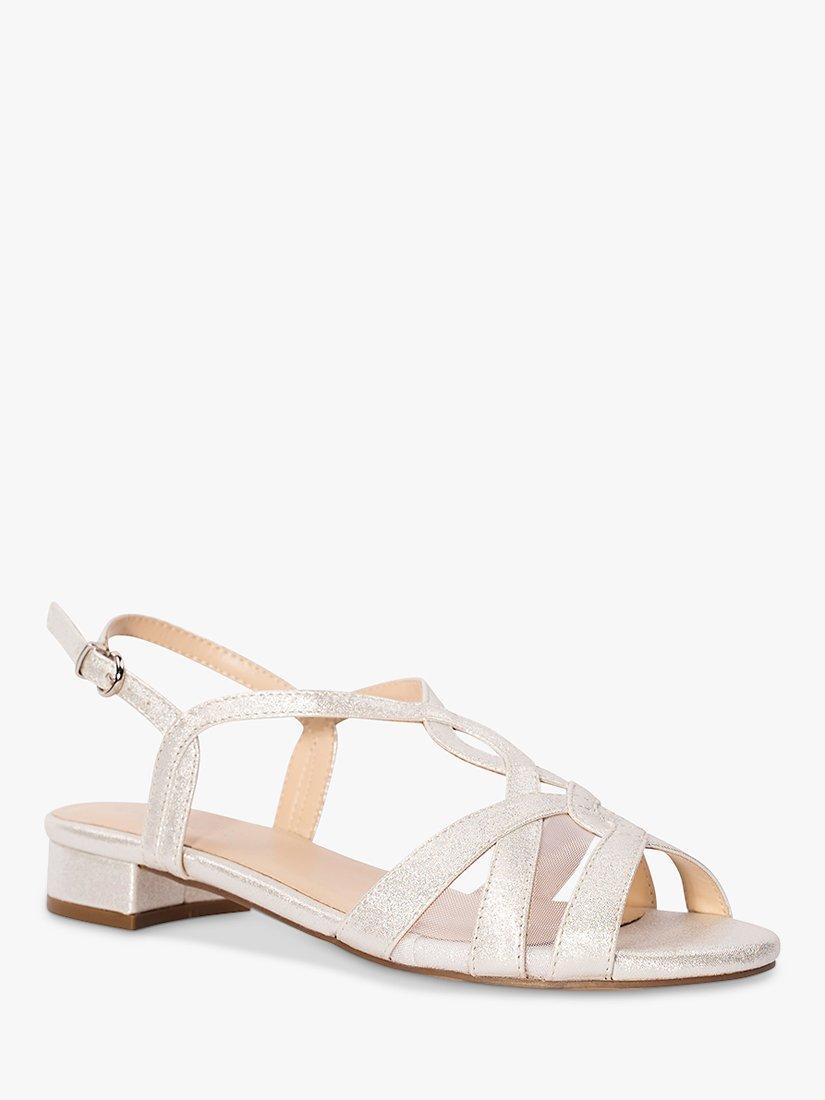 Product image 3 of 5, which shows Paradox London Wren Shimmer Low Heel Sandals, Silver, 3