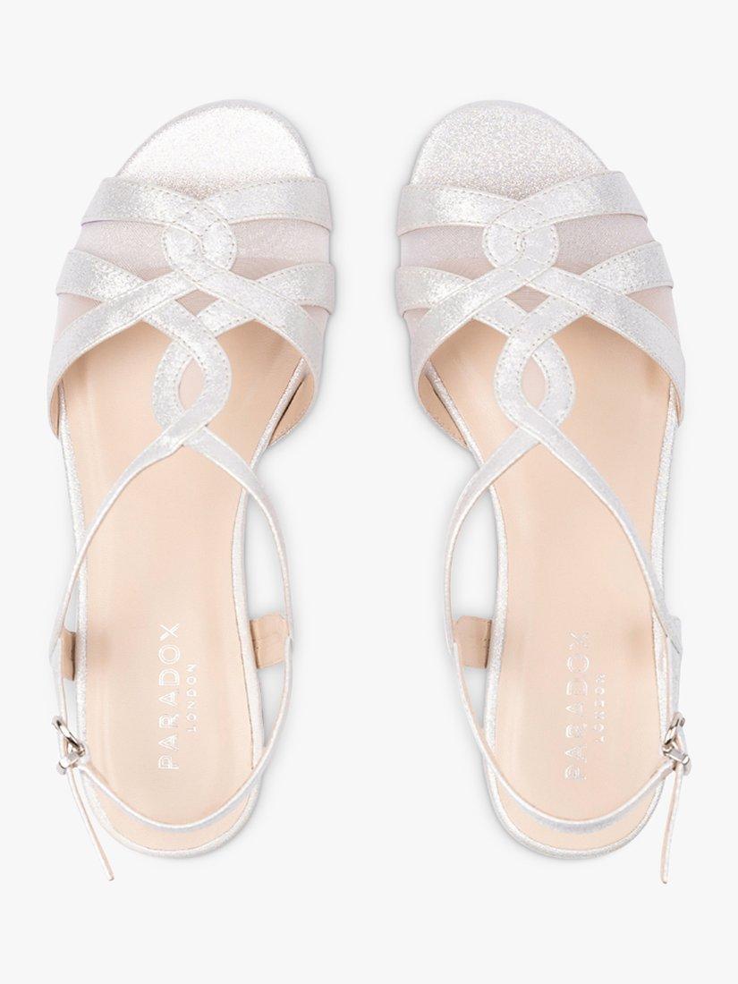 Product image 4 of 5, which shows Paradox London Wren Shimmer Low Heel Sandals, Silver, 3