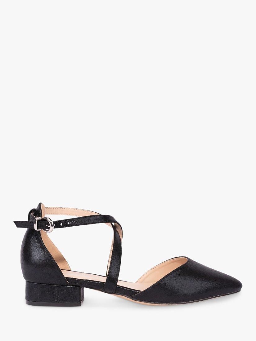 Product image 1 of 4, which shows Paradox London Irene Metallic Cross Strap Shoes, Black, 3