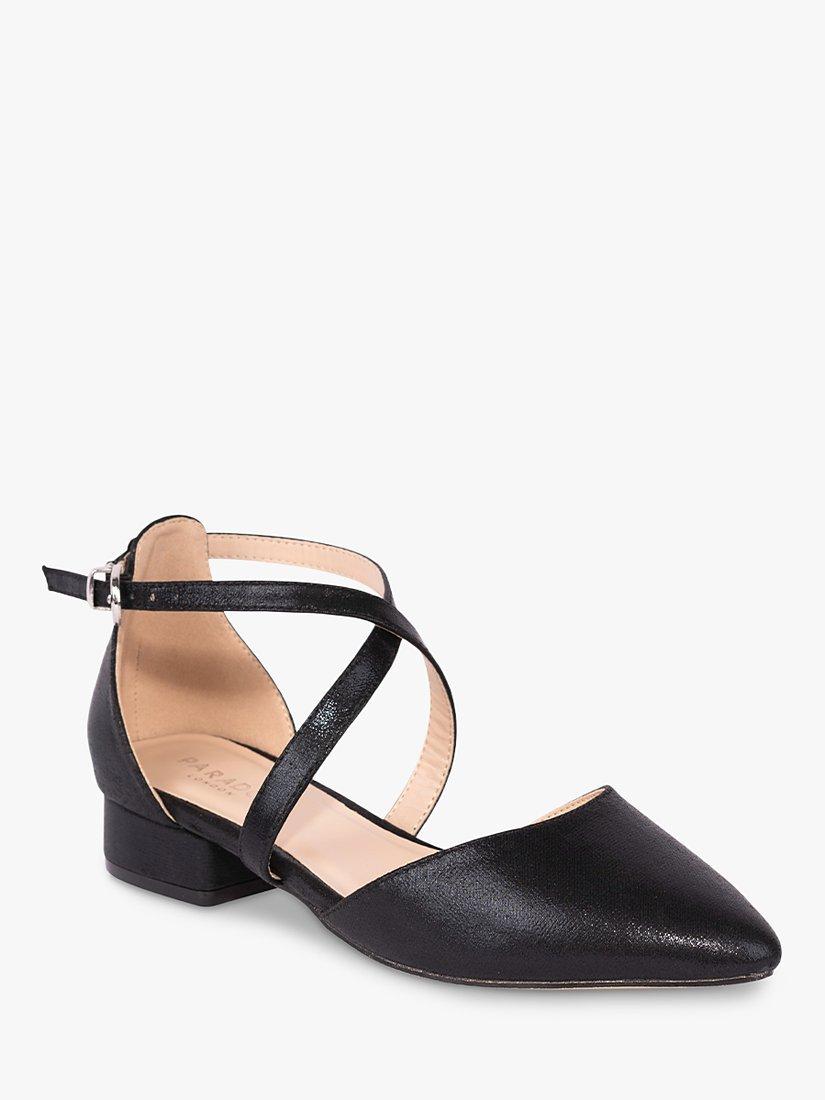 Product image 2 of 4, which shows Paradox London Irene Metallic Cross Strap Shoes, Black, 3