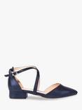 Paradox London Irene Cross Strap Block Heel Court Shoes, Navy