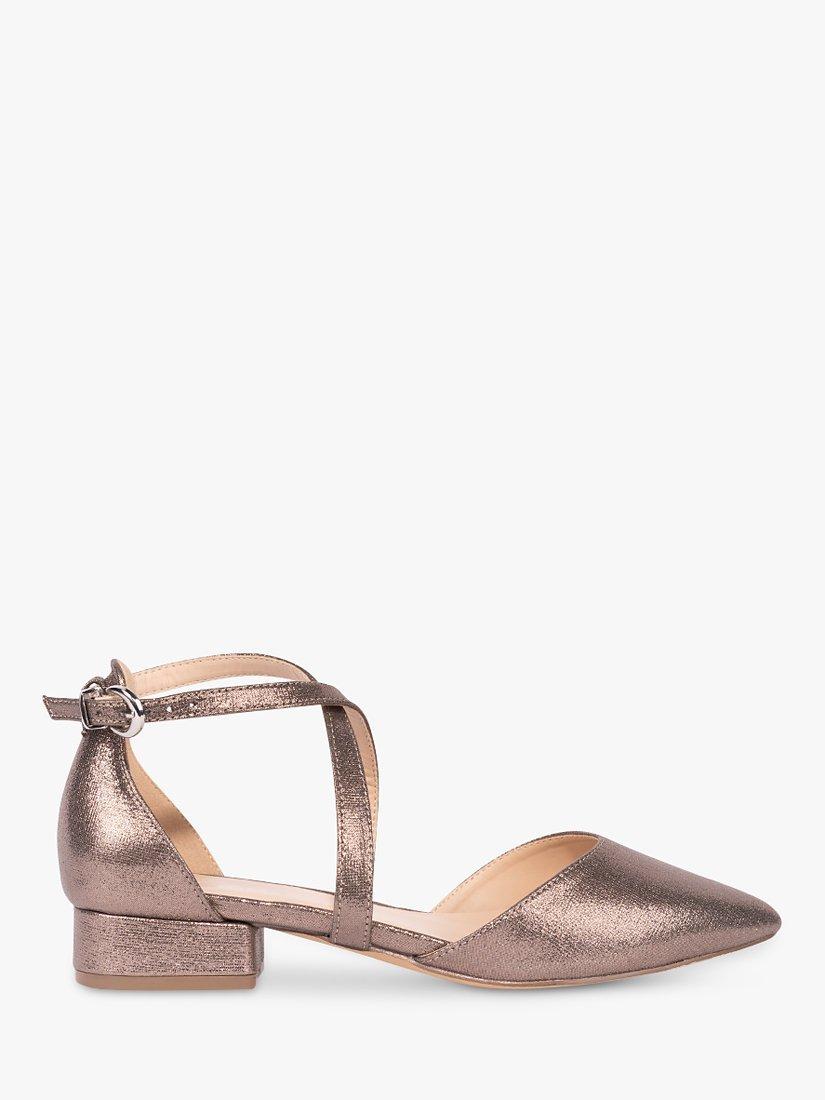 Paradox London Irene Metallic Cross Strap Shoes, Pewter, 3