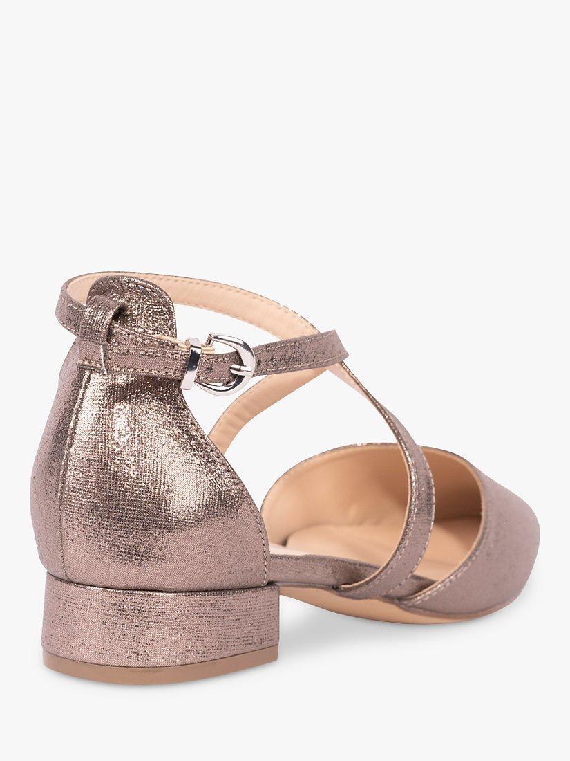 Paradox London Irene Metallic Cross Strap Shoes, Pewter, 3