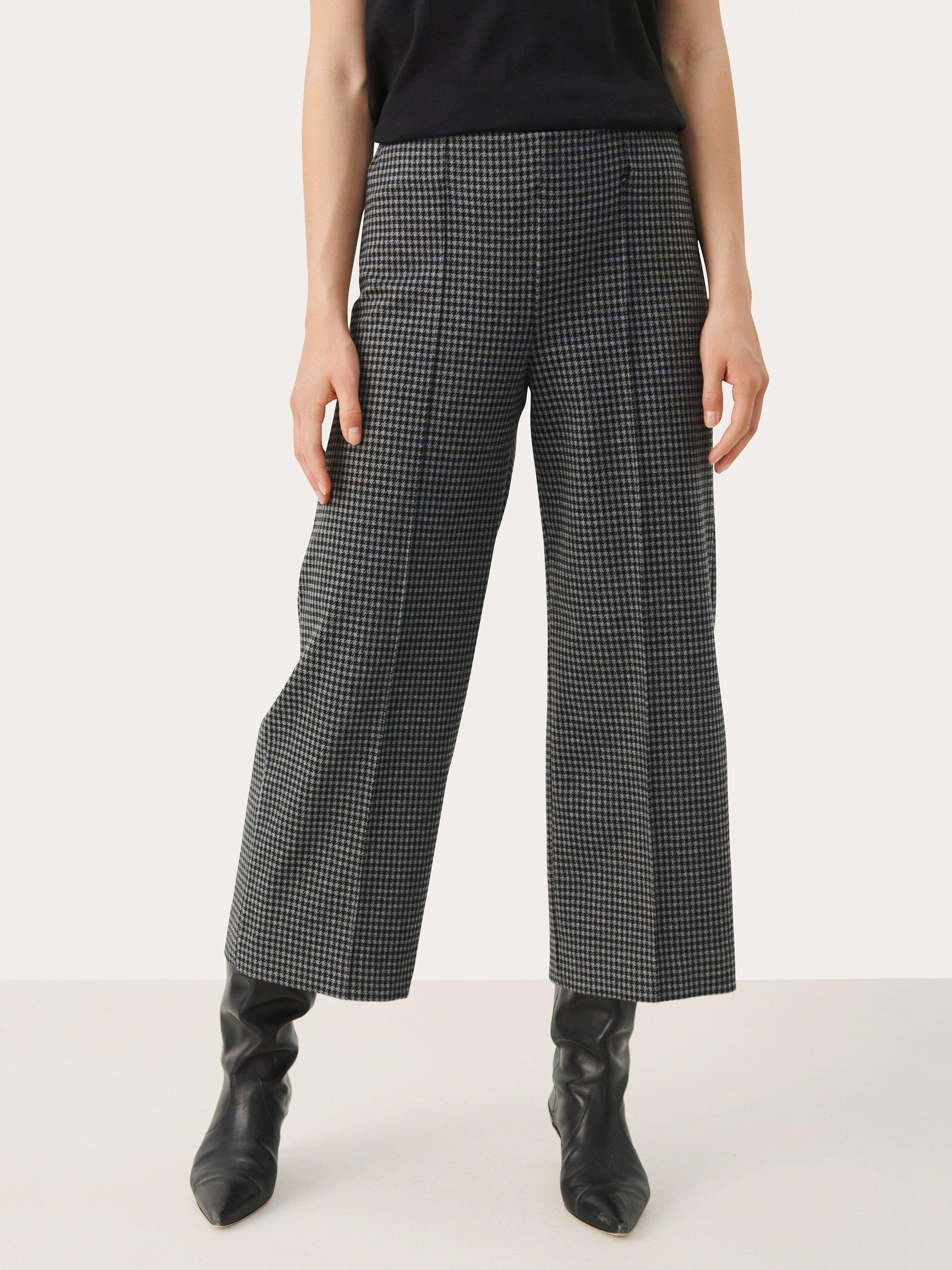 Part Two Ilisan Cropped Check Trousers, Medium Grey