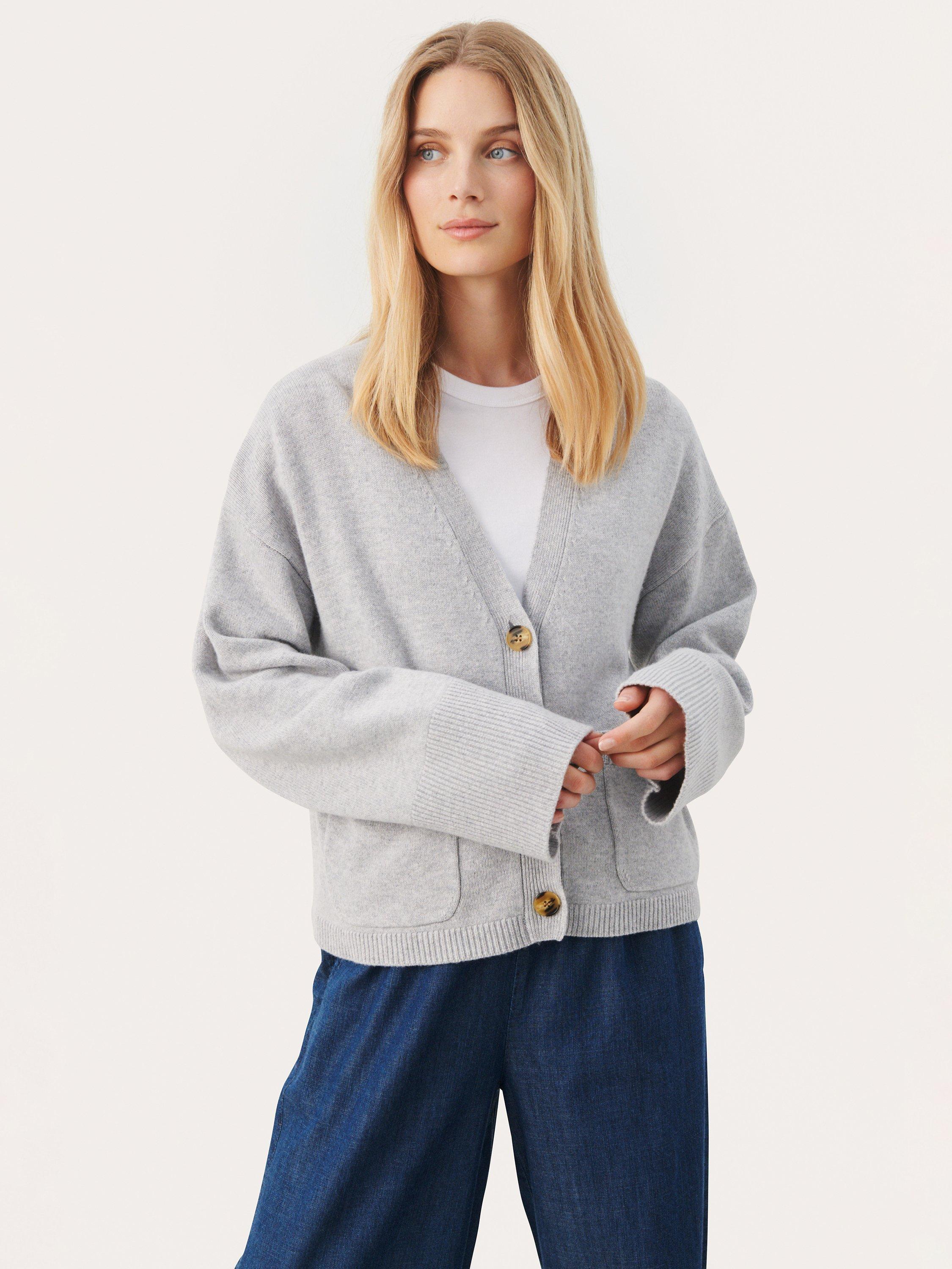 Part Two Cinna Cashmere Blend Cardigan, Light Grey