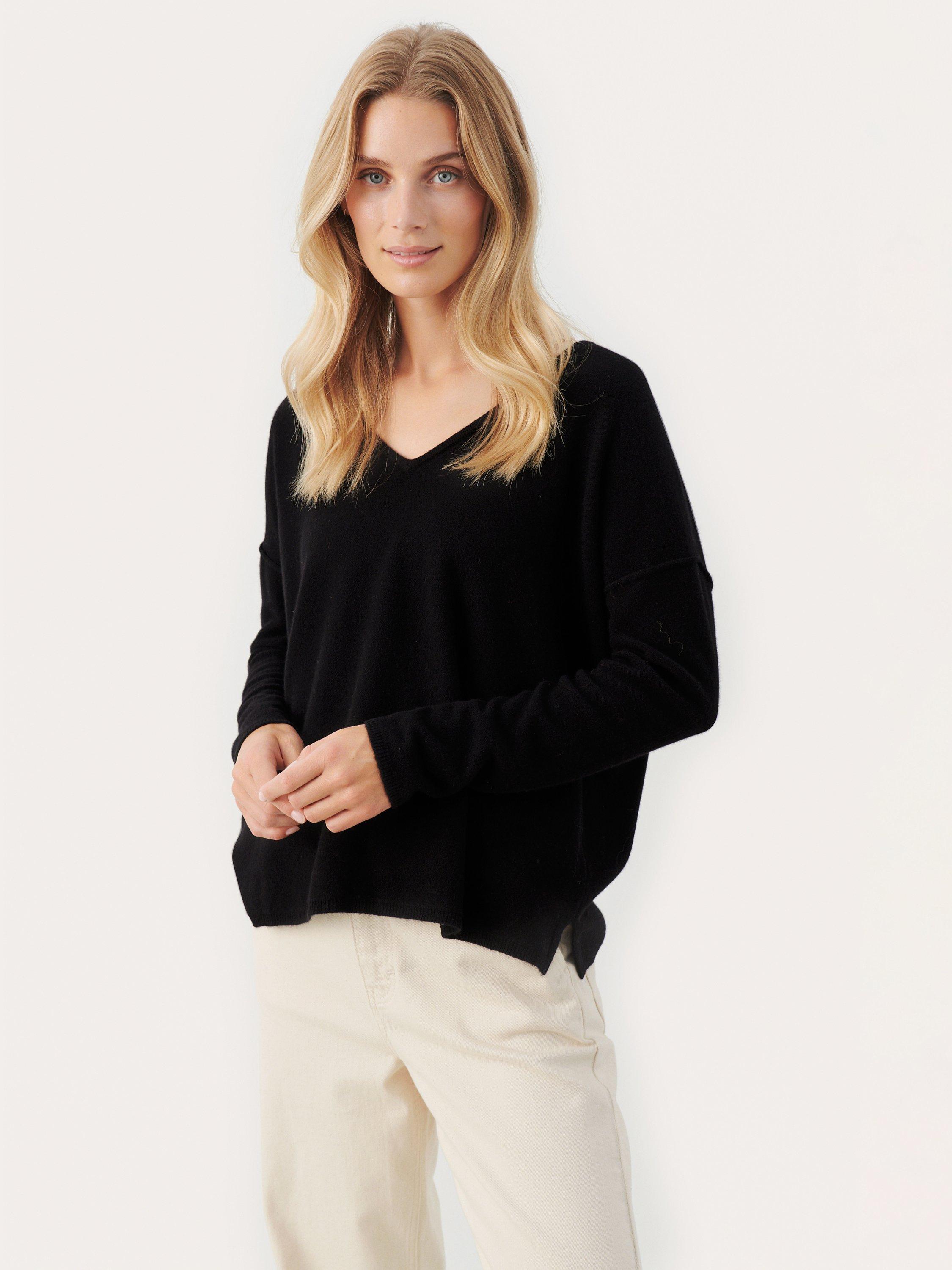 Part Two Iliane V Neck Wool Jumper, Black