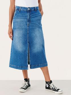 Part Two Calia Plain Denim Midi Skirt, Medium Blue, Medium Blue