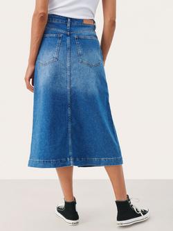 Part Two Calia Plain Denim Midi Skirt, Medium Blue - view 2, Medium Blue