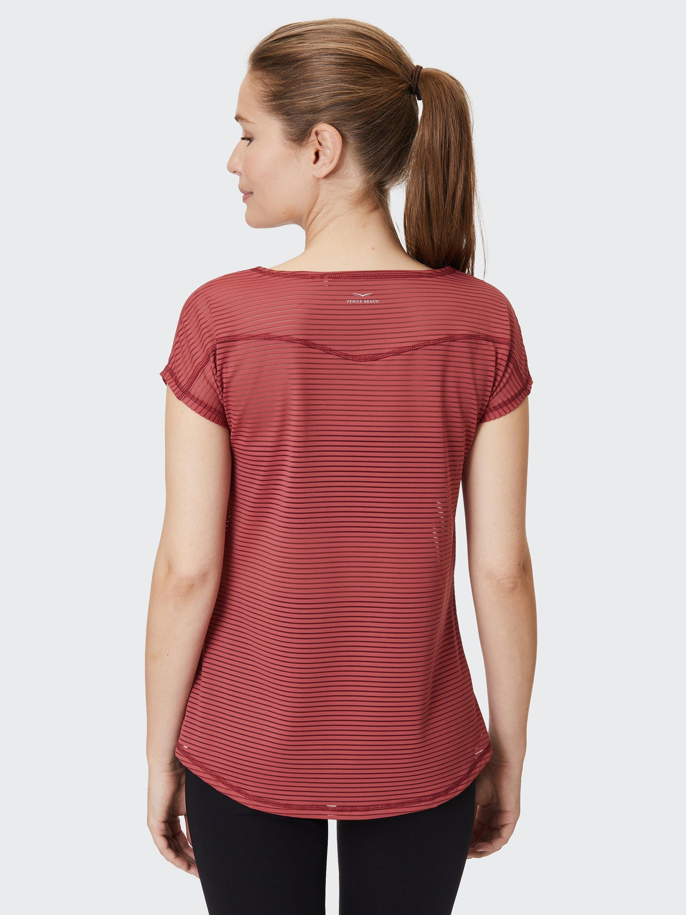 Product image 2 of 7, which shows Venice Beach Damaris Short Sleeve Gym Top, Deep Red, XS