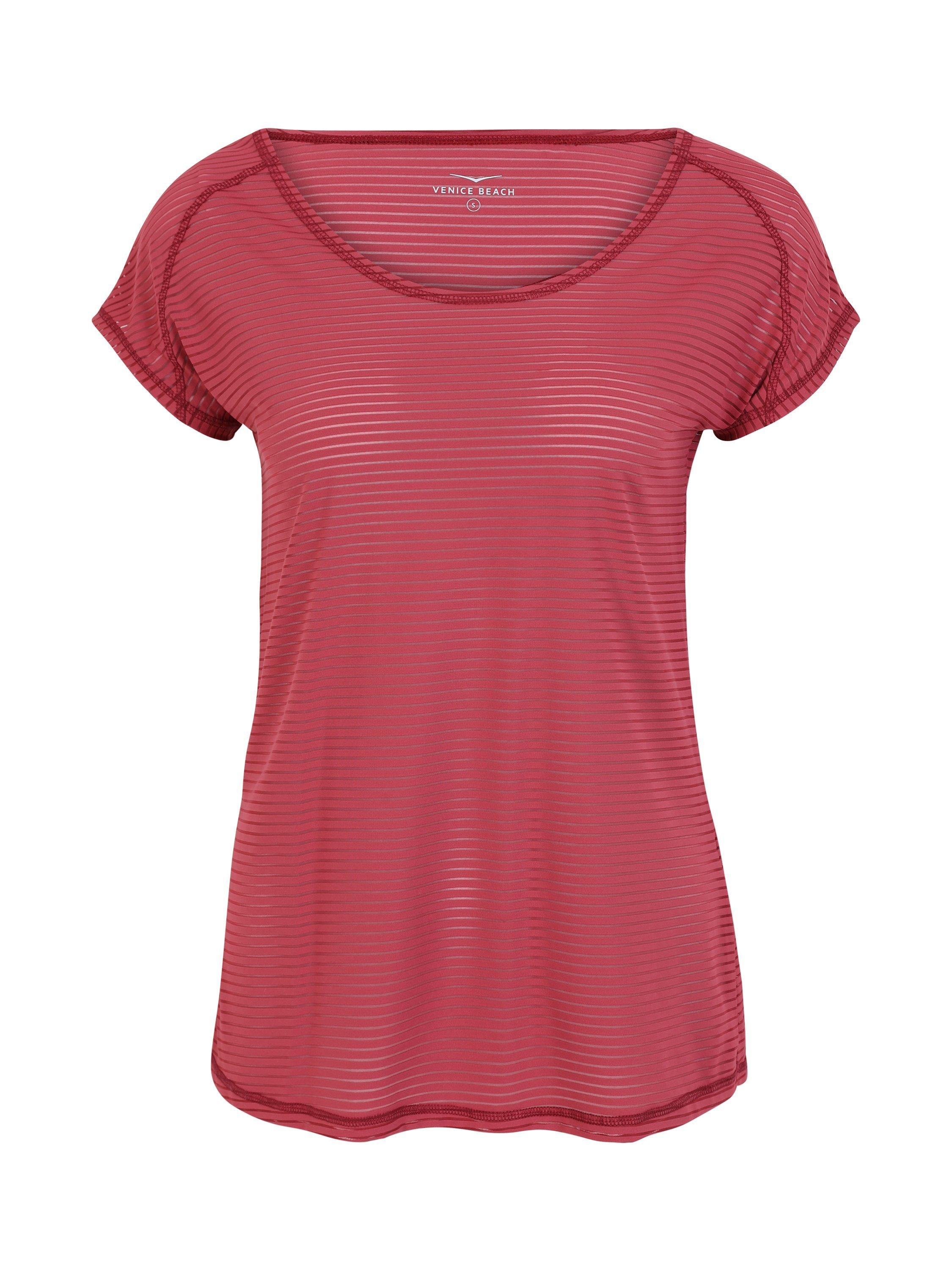 Product image 4 of 7, which shows Venice Beach Damaris Short Sleeve Gym Top, Deep Red, XS