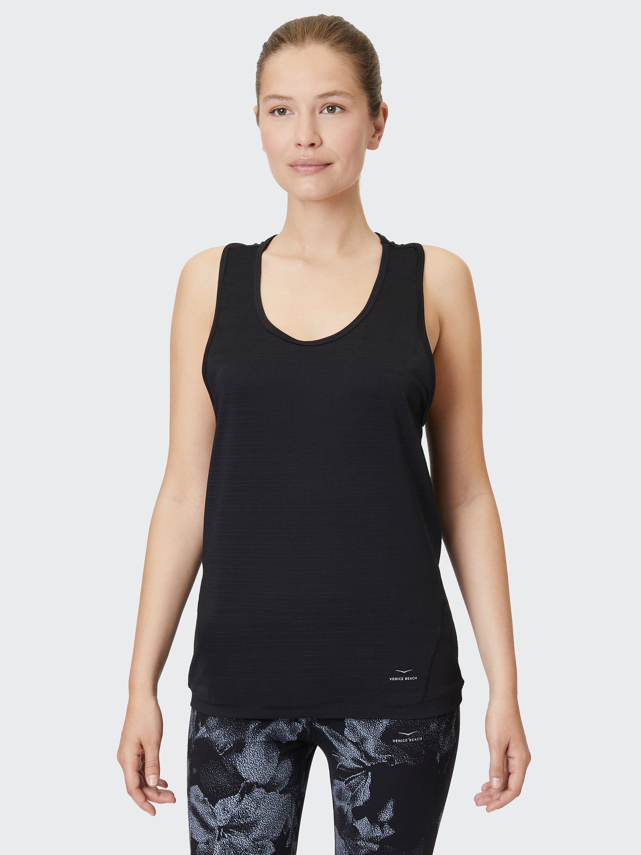 Product image 1 of 7, which shows Venice Beach Sibyl Sports Tank Top, Black, XS