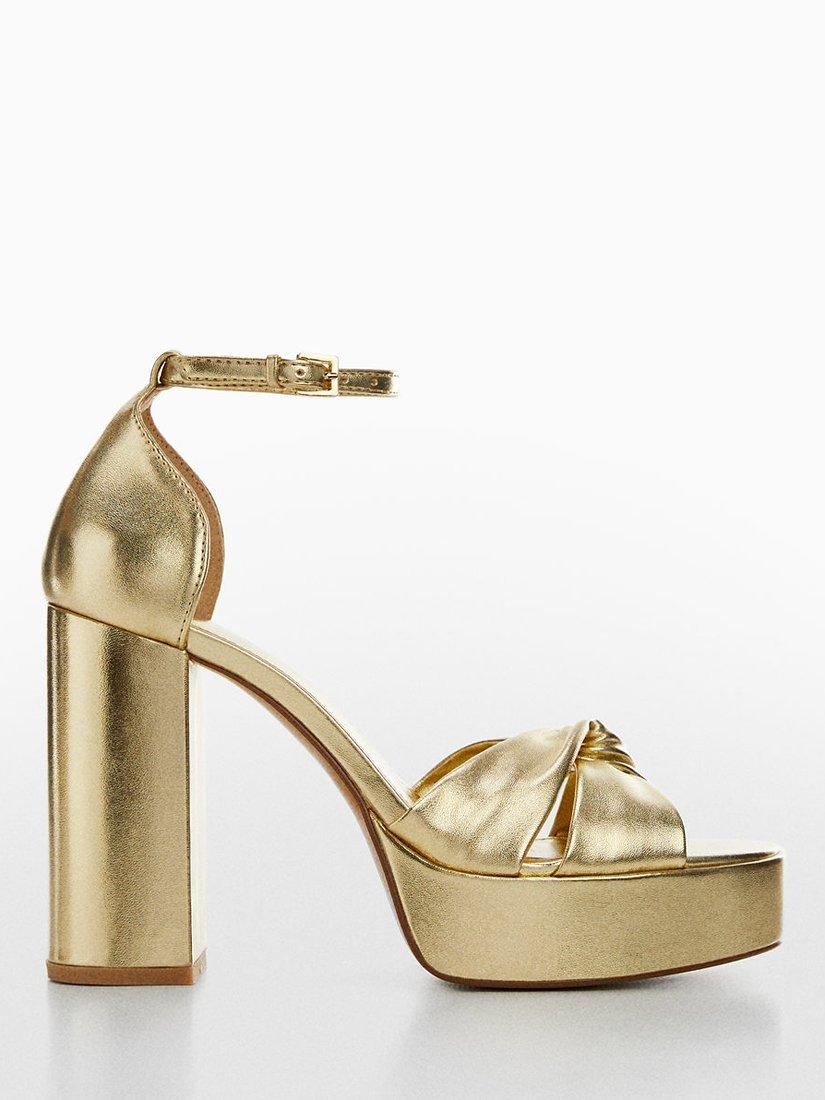 Mango Verti Block Heel Sandals, Gold