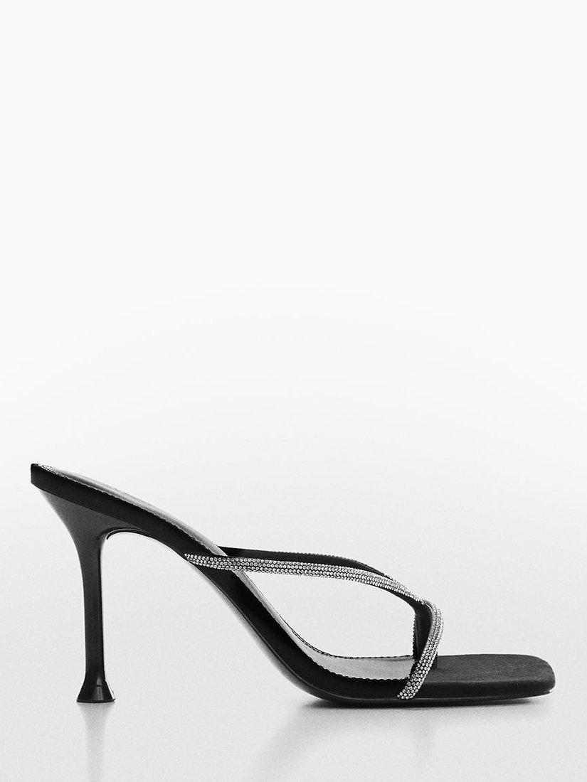 Mango Glam Embellished Heeled Sandals, Black