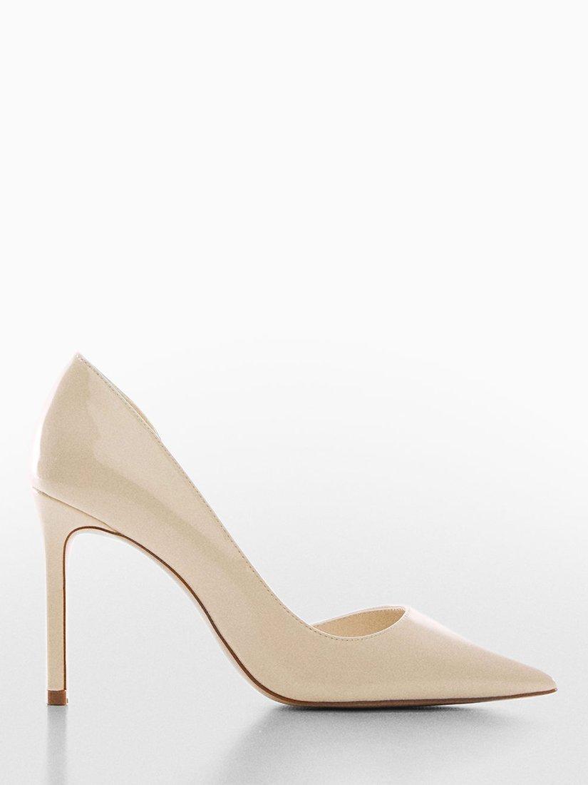 Mango Audreyn Nigh Heel Patent Court Shoes, Light Beige