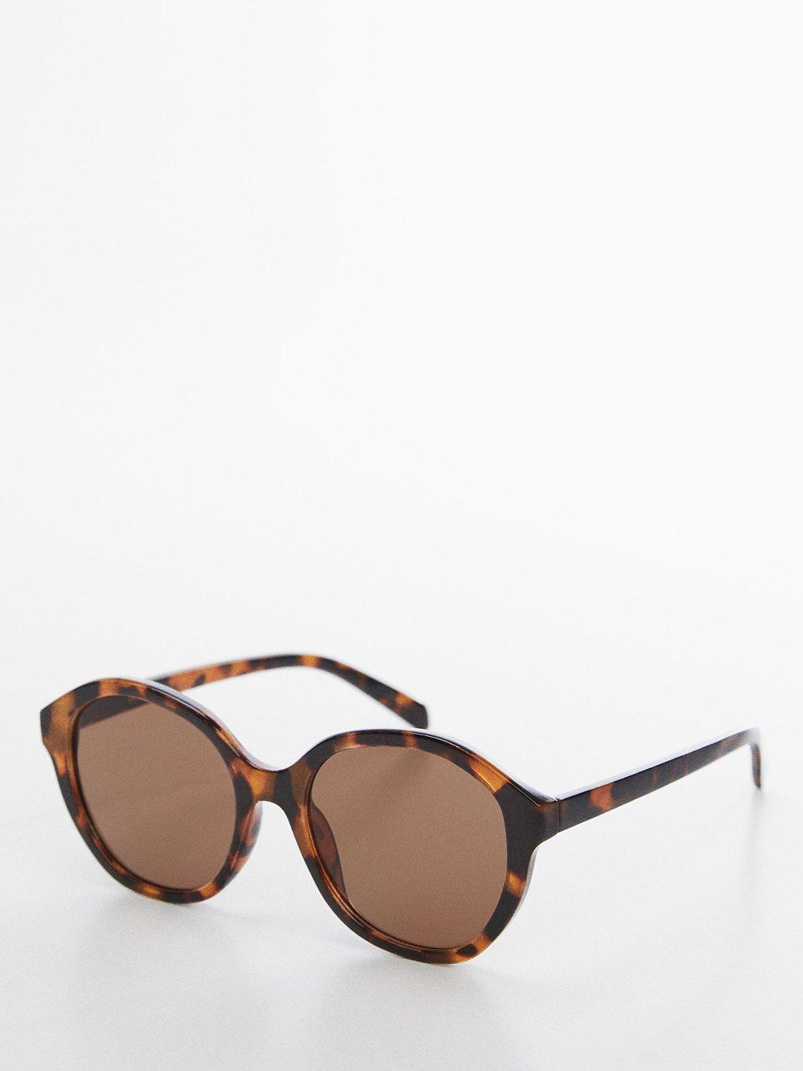 Mango Women's Javea Round Sunglasses, Tortoise/Brown, One Size