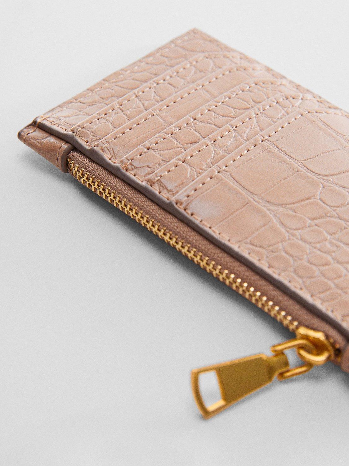 Mango Leticia Crocodile Effect Logo Purse, Light Pastel Pink, One Size