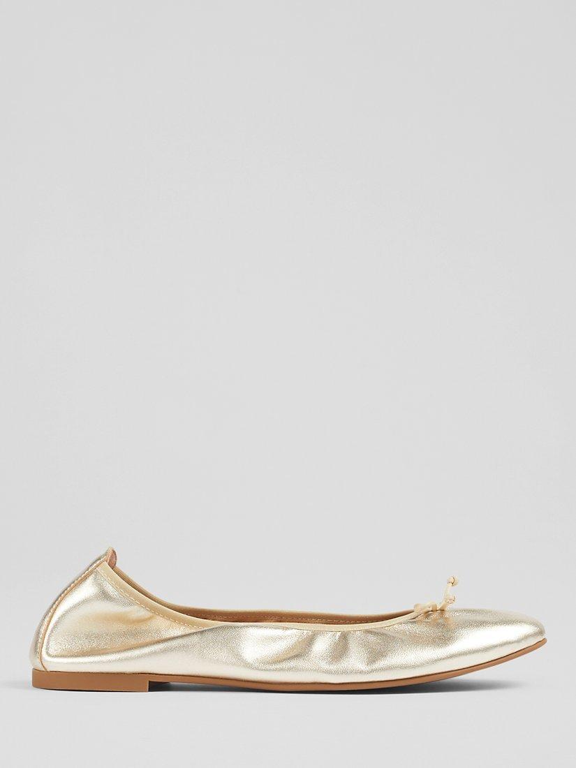 L.K.Bennett Trilly Leather Ballet Pumps, Champagne