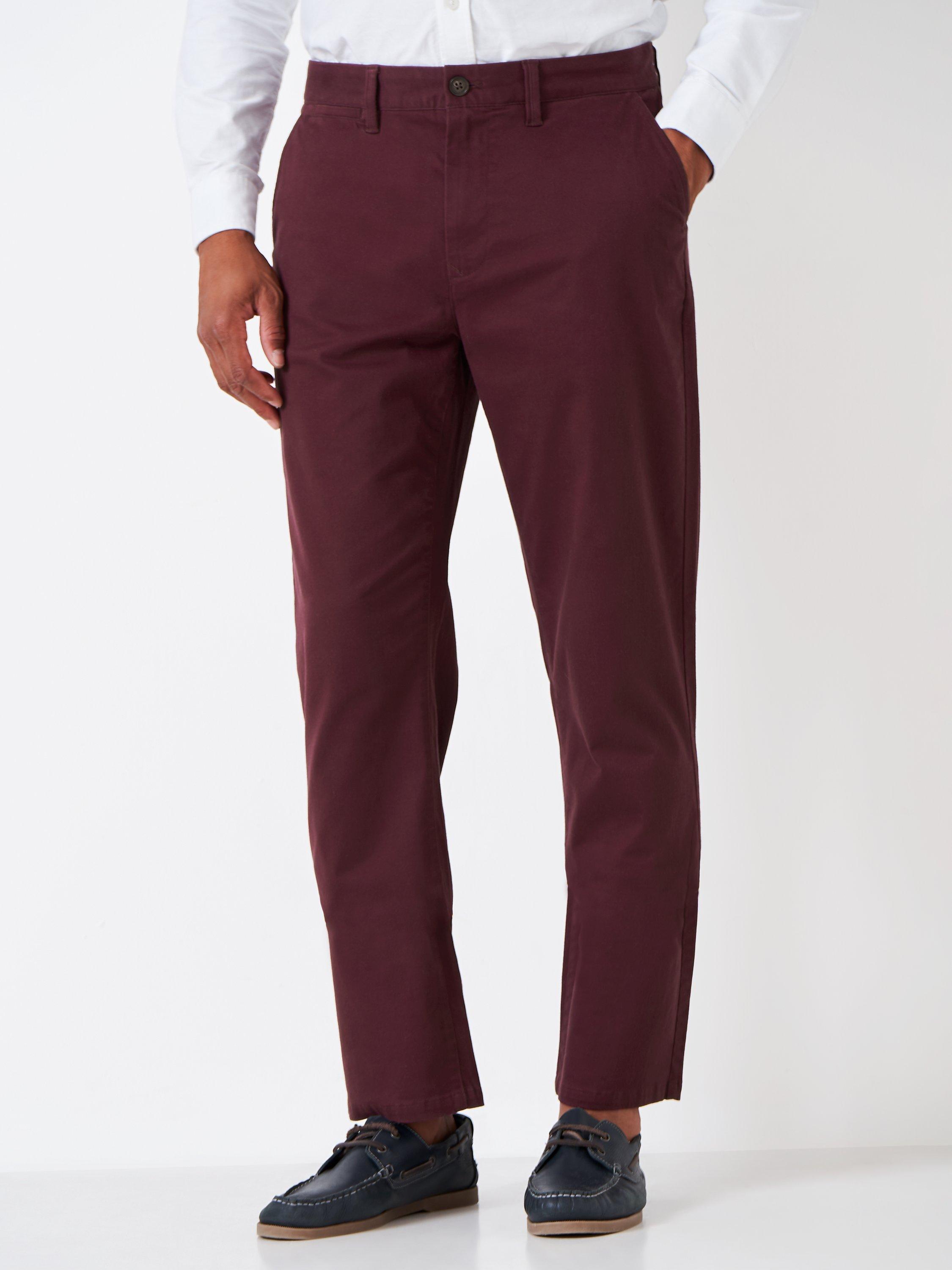 Product image 1 of 8, which shows Crew Clothing Straight Fit Chinos, Red Wine, 38L