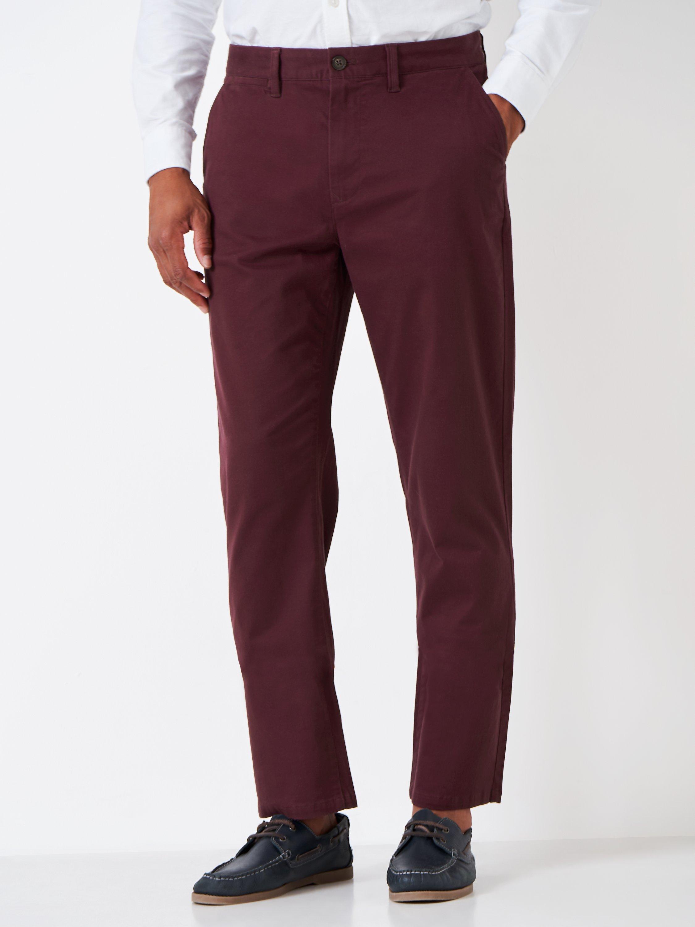 Product image 2 of 8, which shows Crew Clothing Straight Fit Chinos, Red Wine, 38L