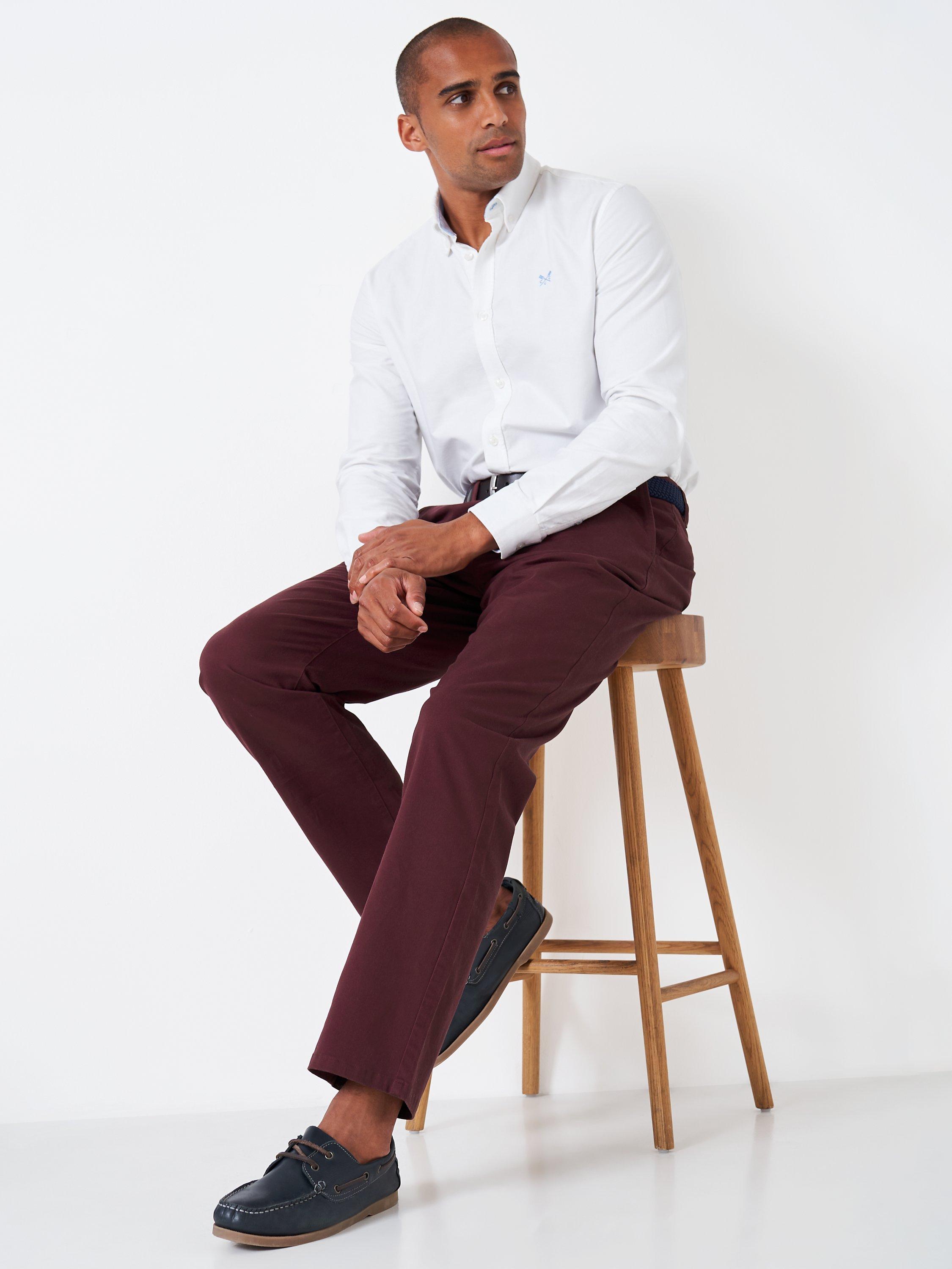 Product image 8 of 8, which shows Crew Clothing Straight Fit Chinos, Red Wine, 38L