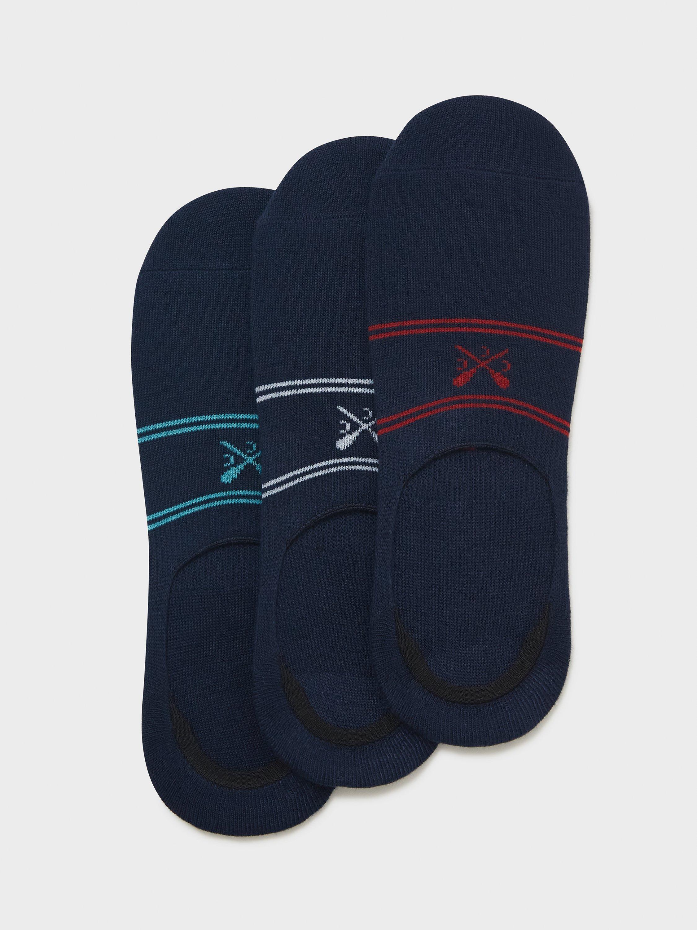 Crew Clothing Bamboo Blend Ankle Socks, Pack of 3, Navy Blue