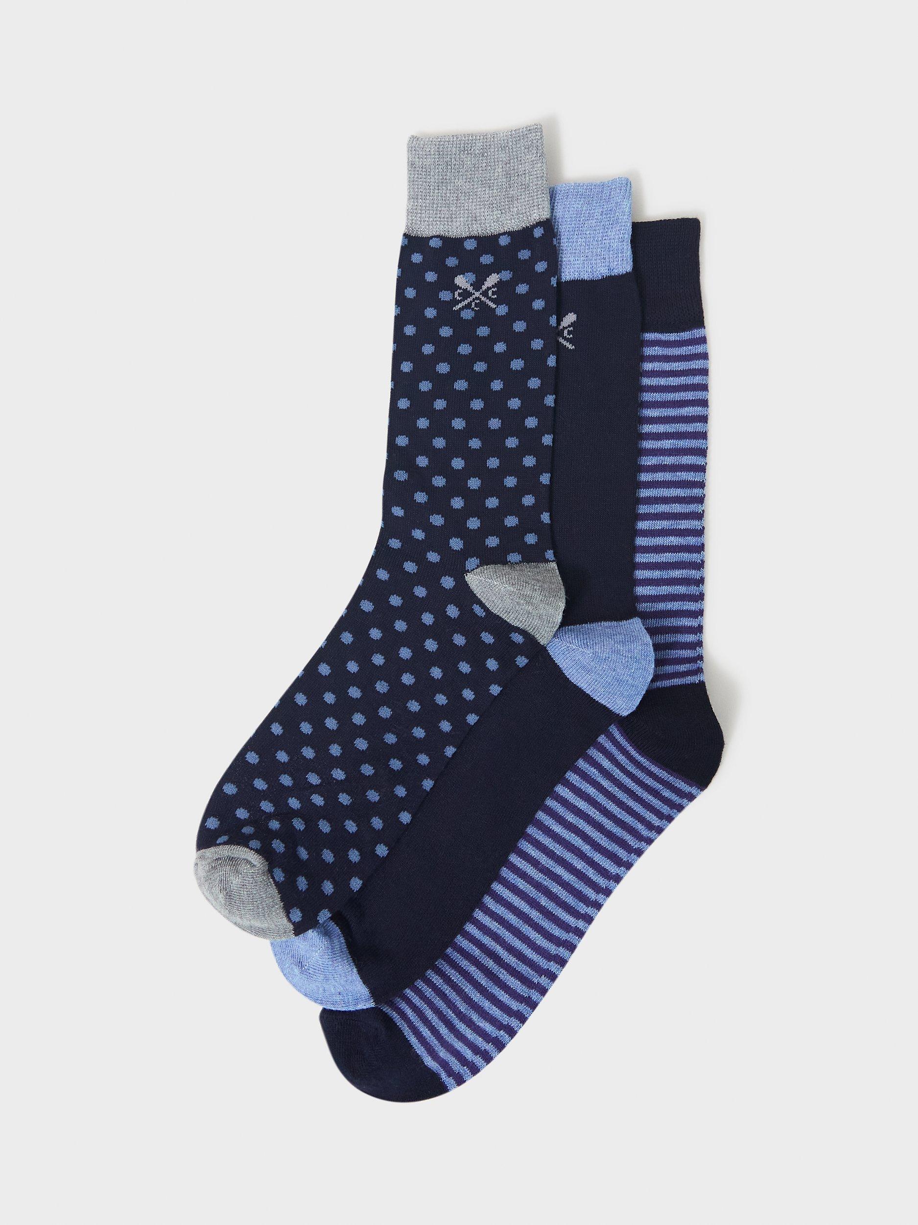 Product image 1 of 2, which shows Crew Clothing Bamboo Blend Socks, Pack of 3, Navy Blue, One Size