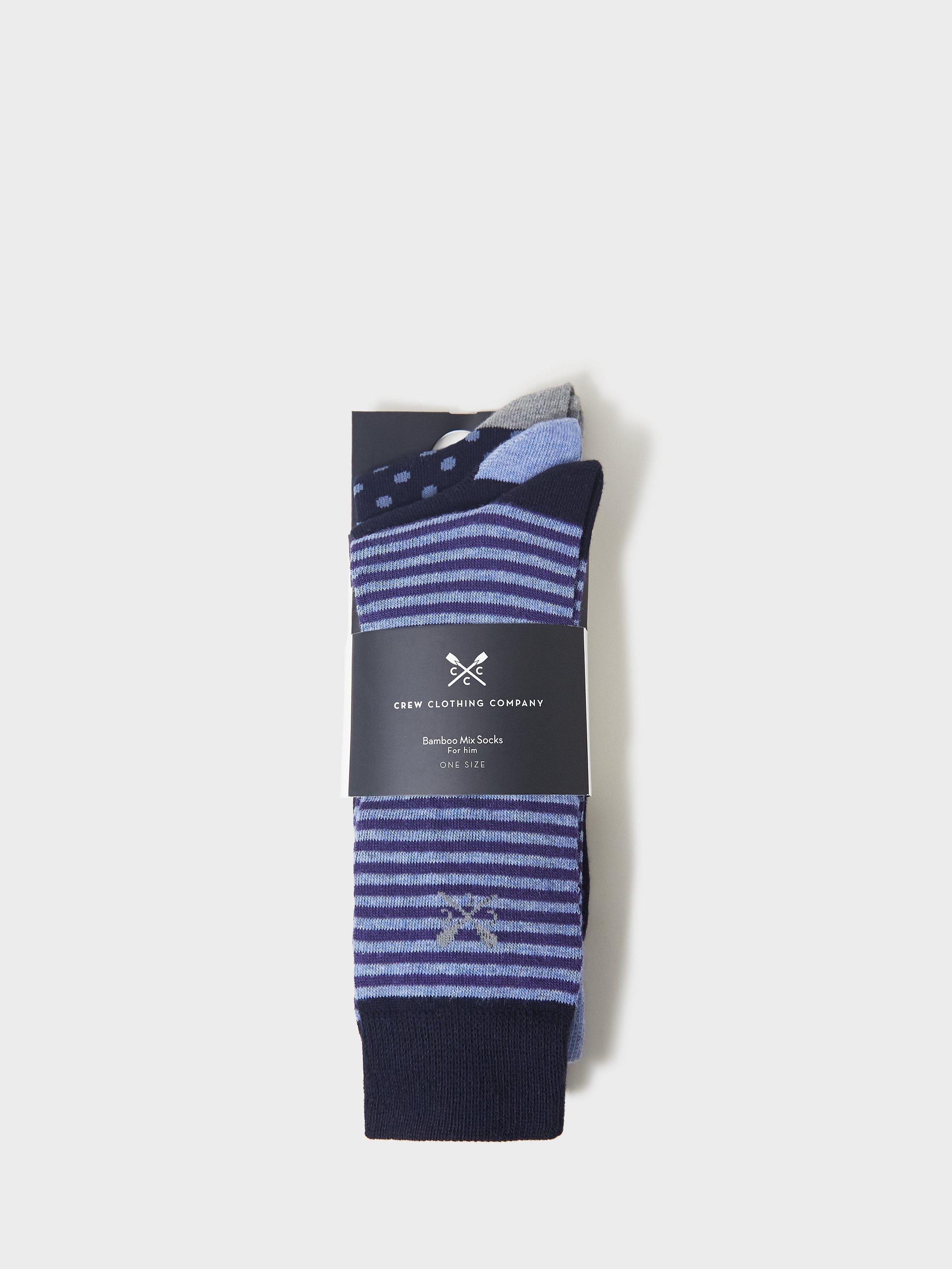 Product image 2 of 2, which shows Crew Clothing Bamboo Blend Socks, Pack of 3, Navy Blue, One Size