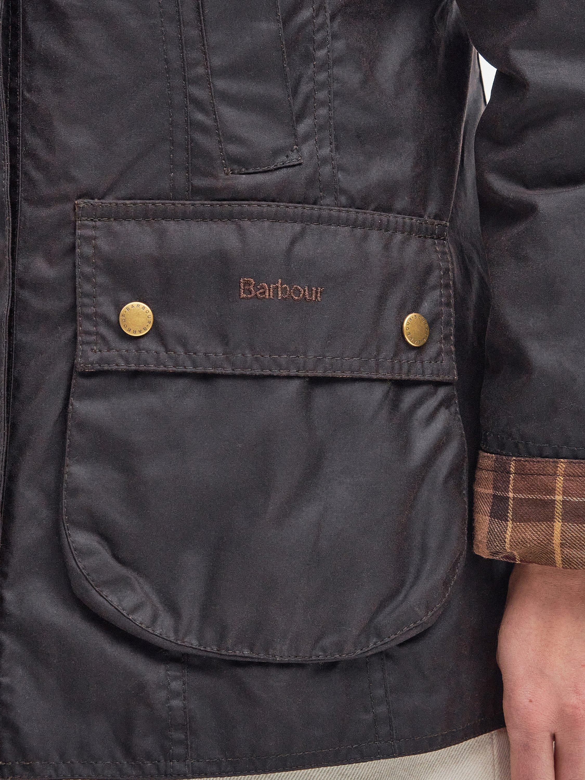 Product image 7 of 9, which shows Barbour Beadnell Wax Jacket, Brown, 4