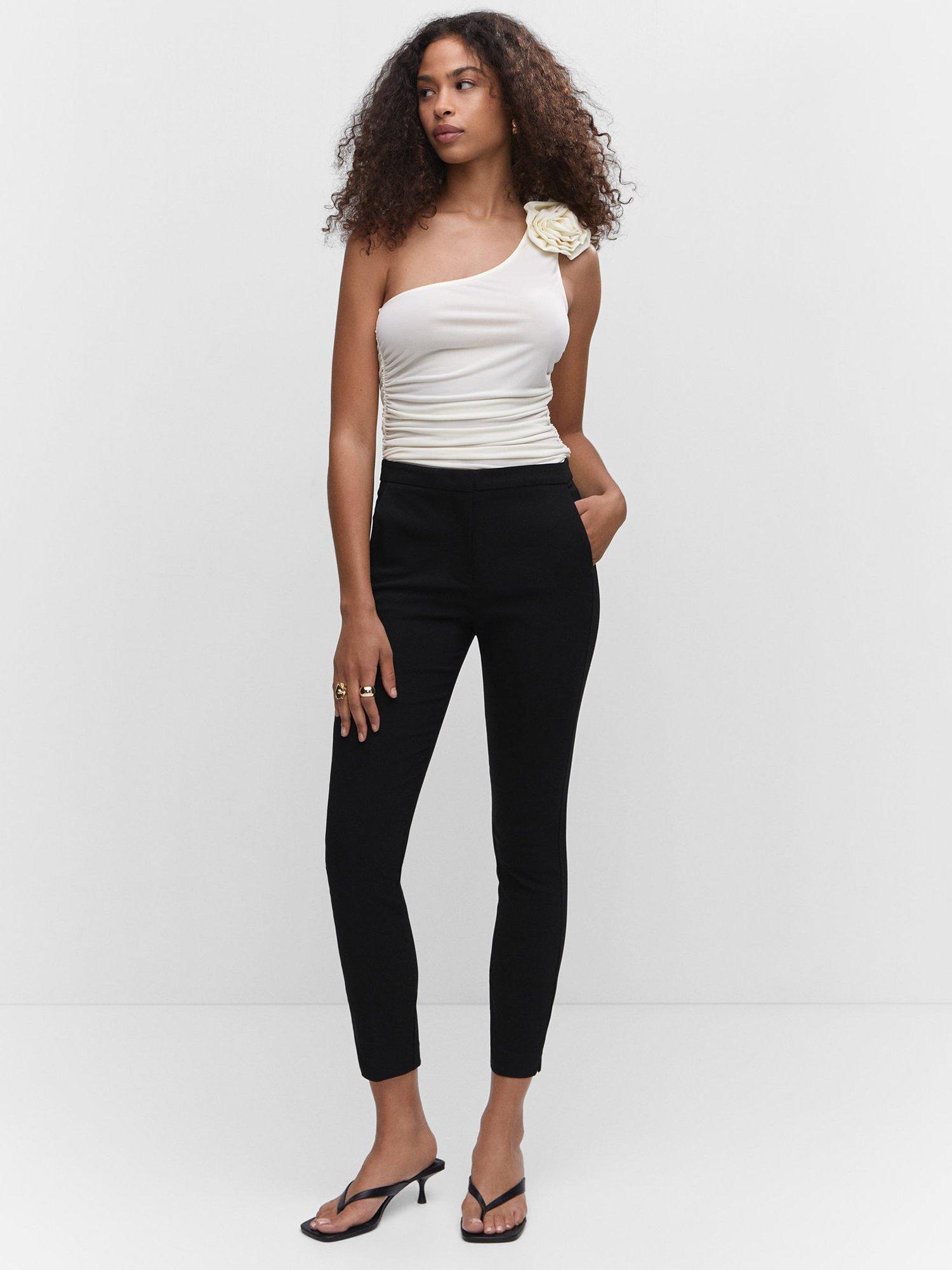 Product image 2 of 8, which shows Mango Cola Crop Skinny Trousers, Black, 4