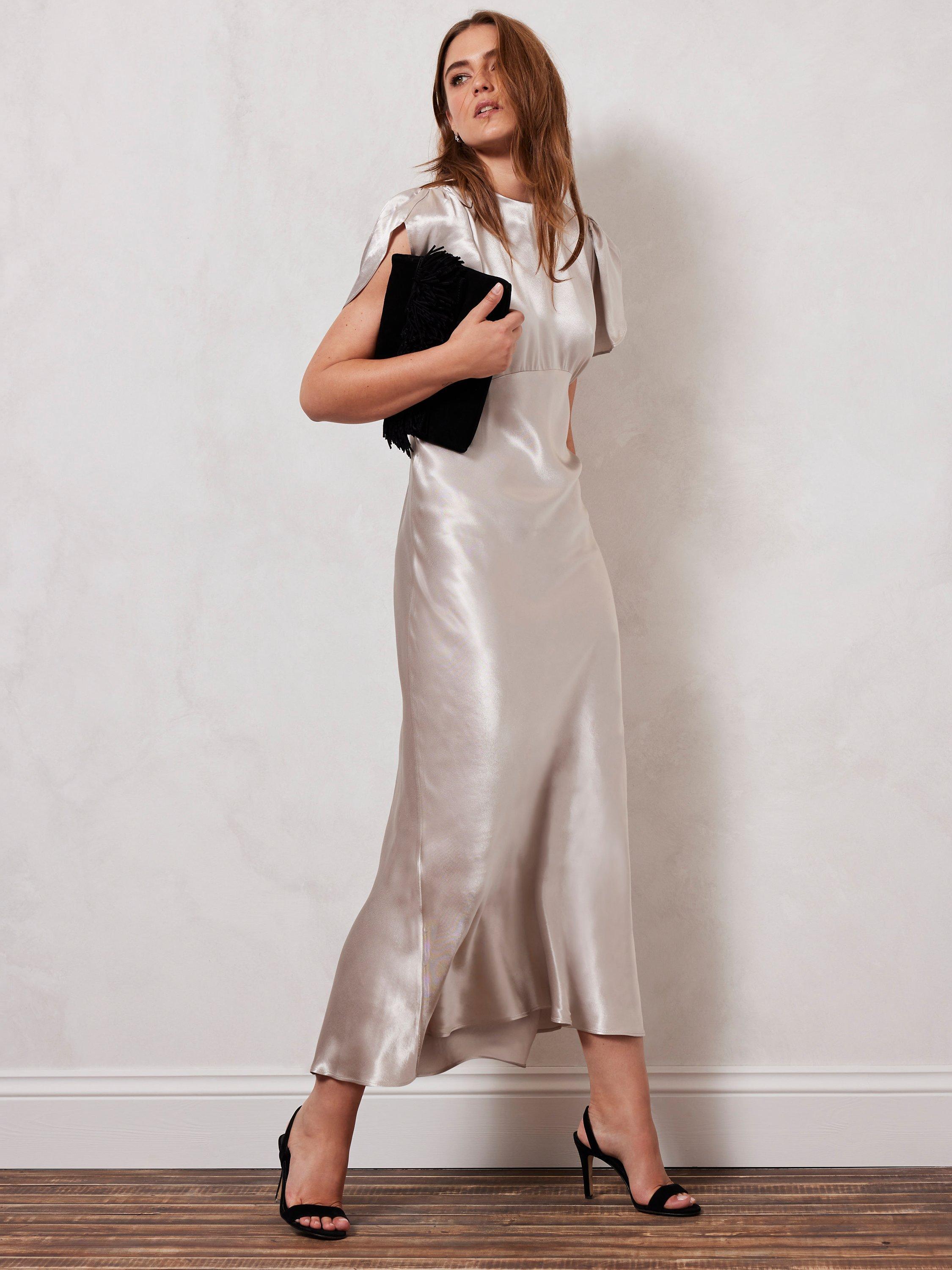 Mint Velvet Satin Maxi Dress, Natural